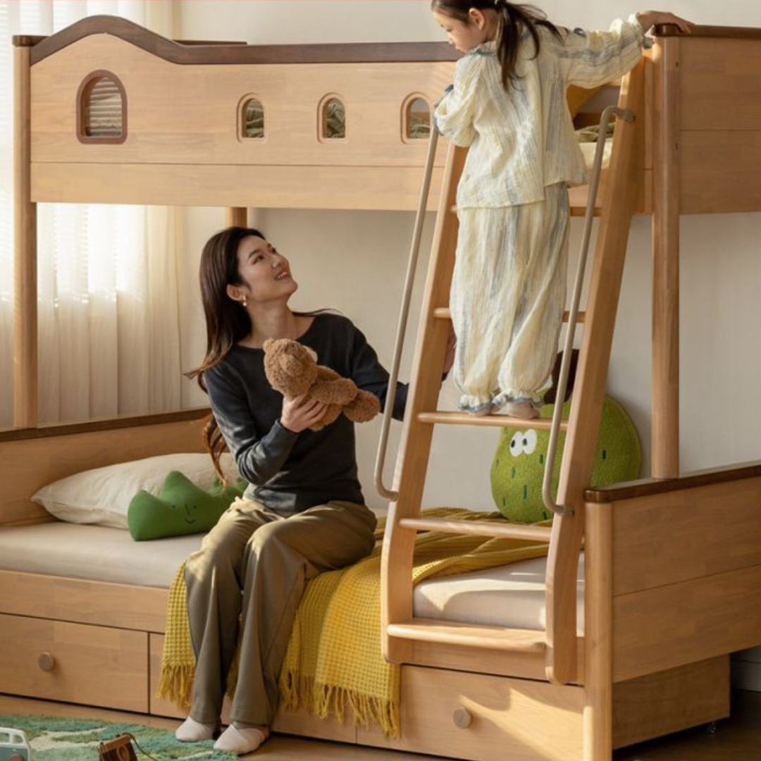 Beech Solid Wood Detachable Bunk Bed with Playful Design