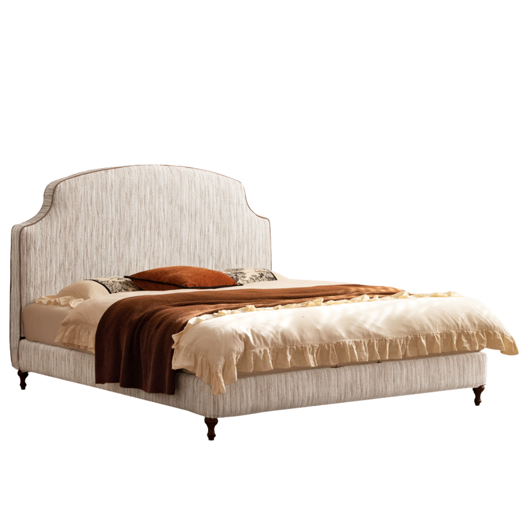 Fabric Soft Headboard Bed French Retro Style