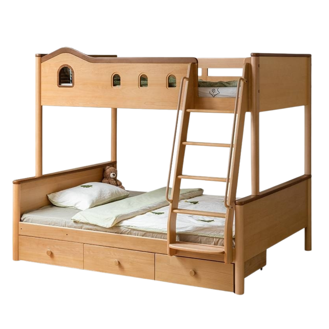Beech Solid Wood Detachable Bunk Bed with Playful Design