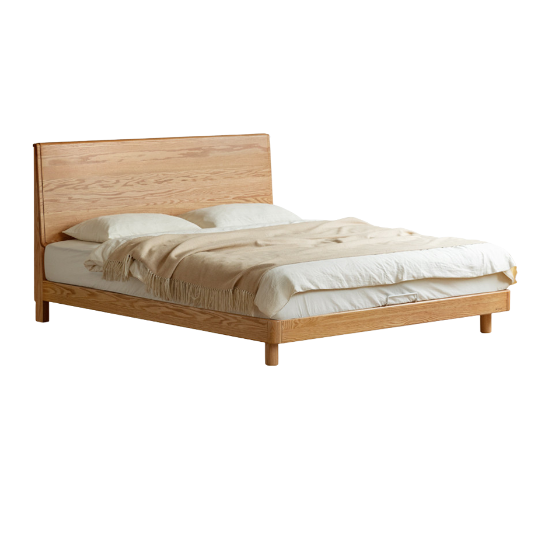 Oak Solid Wood Bed Modern Minimalist Large Bed