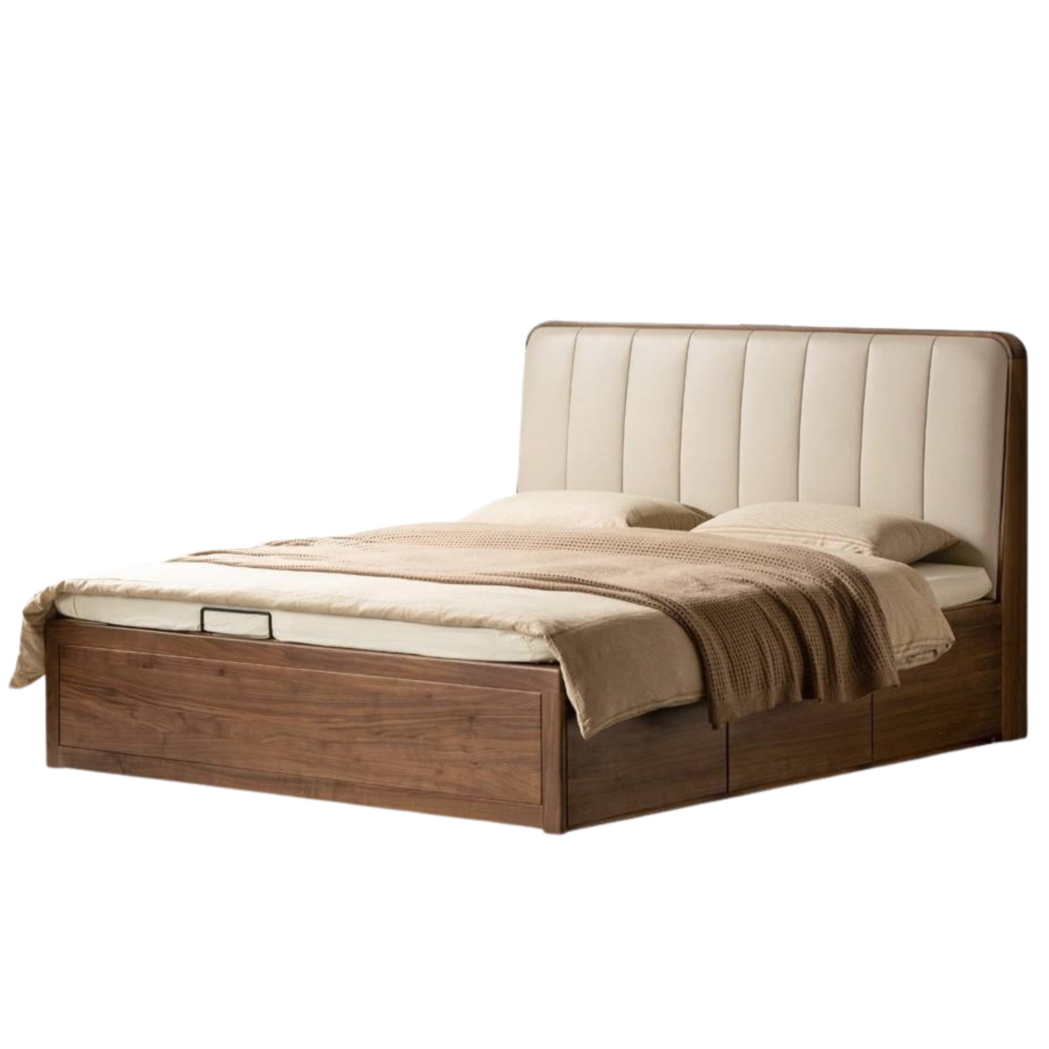 Black Walnut Solid Wood Italian Light Luxury Soft Bed