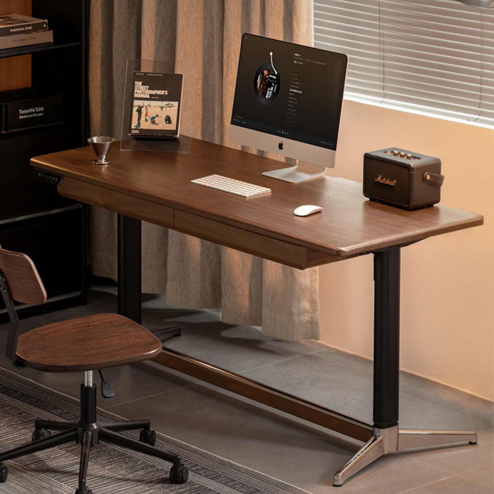 Black Walnut, Oak Solid Wood Lift-Top Office Desk