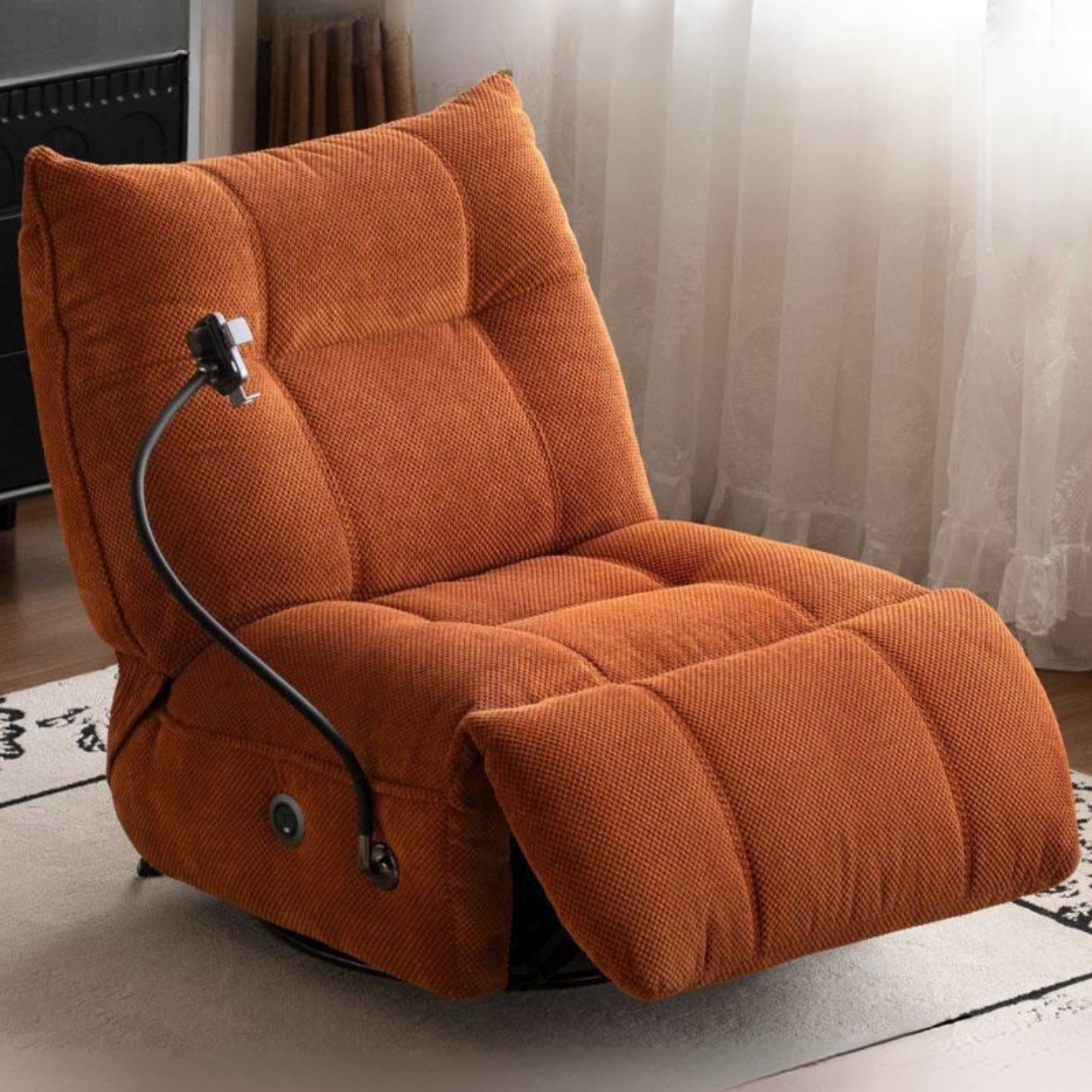 Modern Swivel Floor Recliner Chair with Adjustable Backrest