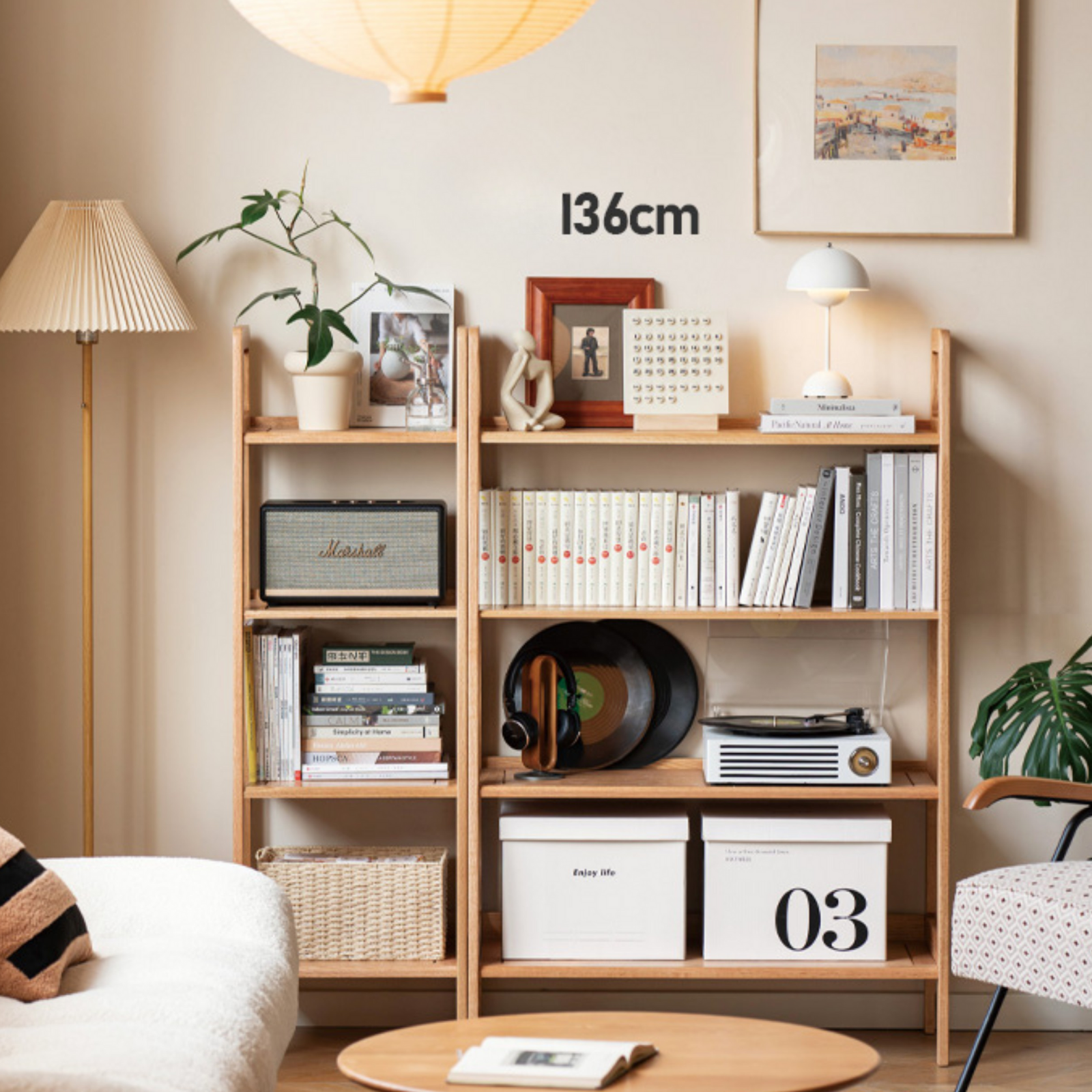 Oak Solid Wood Multi Layer Shelf, Bookshelves, Flower Racks