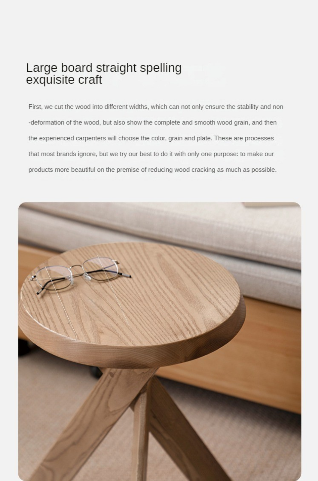 Ash Solid Wood White Wax Wood Side Table