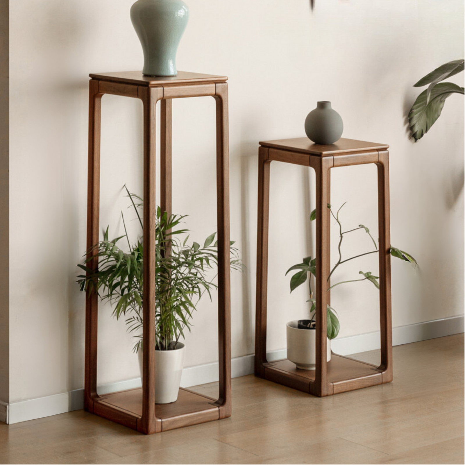 Black Walnut, Sandalwood Solid Double Layer Storage Flower Frame