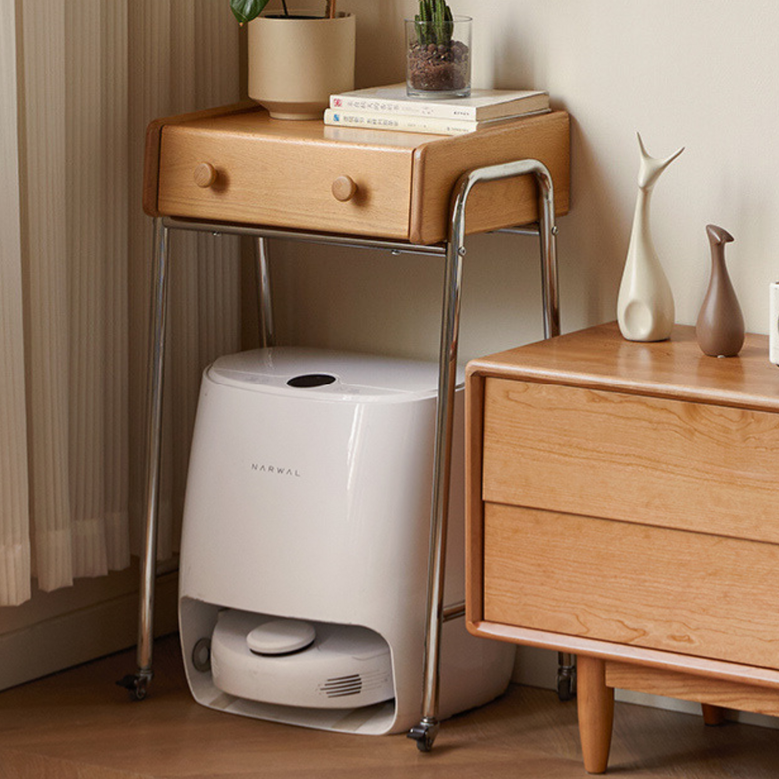 Oak Solid Wooden Edge Cabinet, Cute Robot Shape