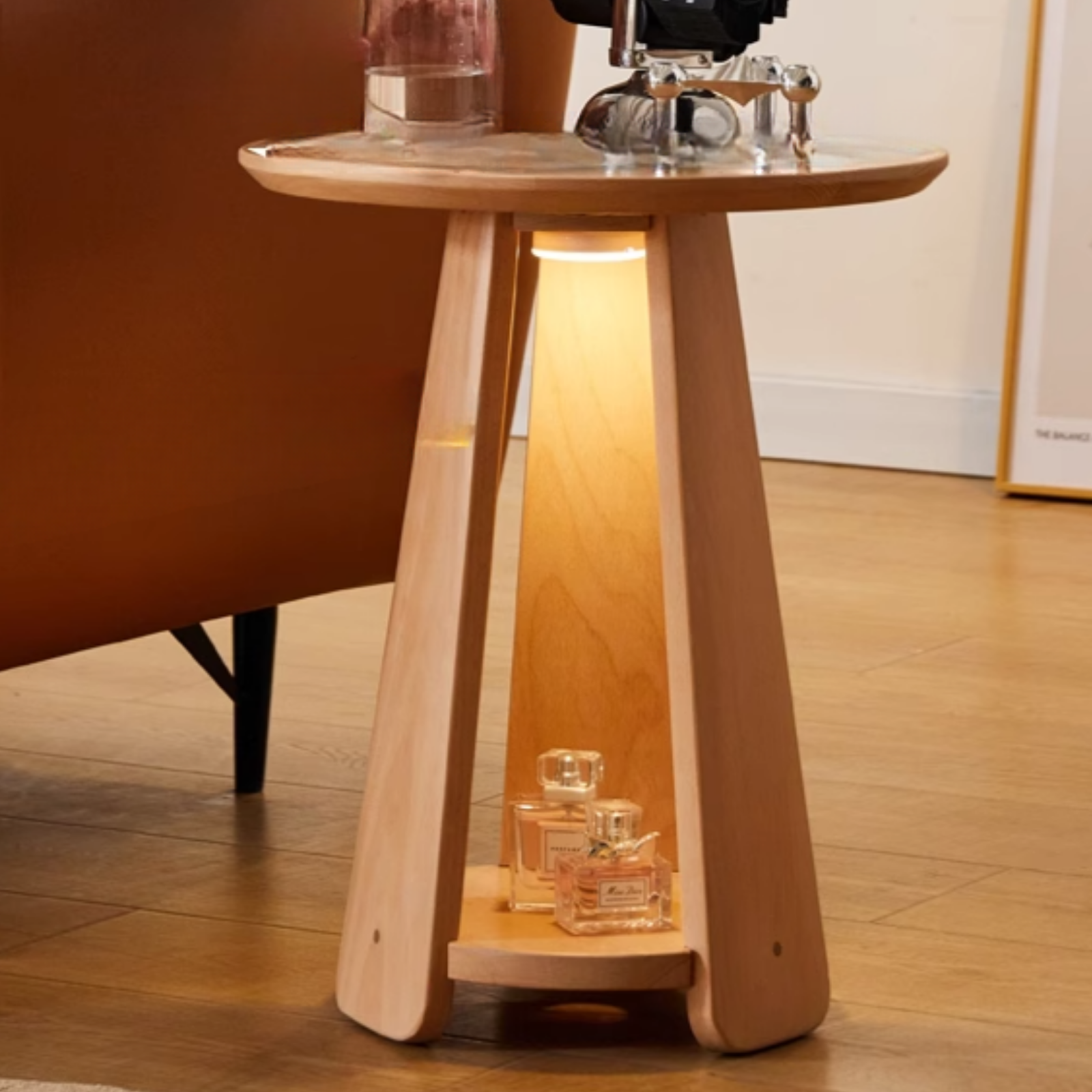 Beech Solid Wood Nordic Side Table.