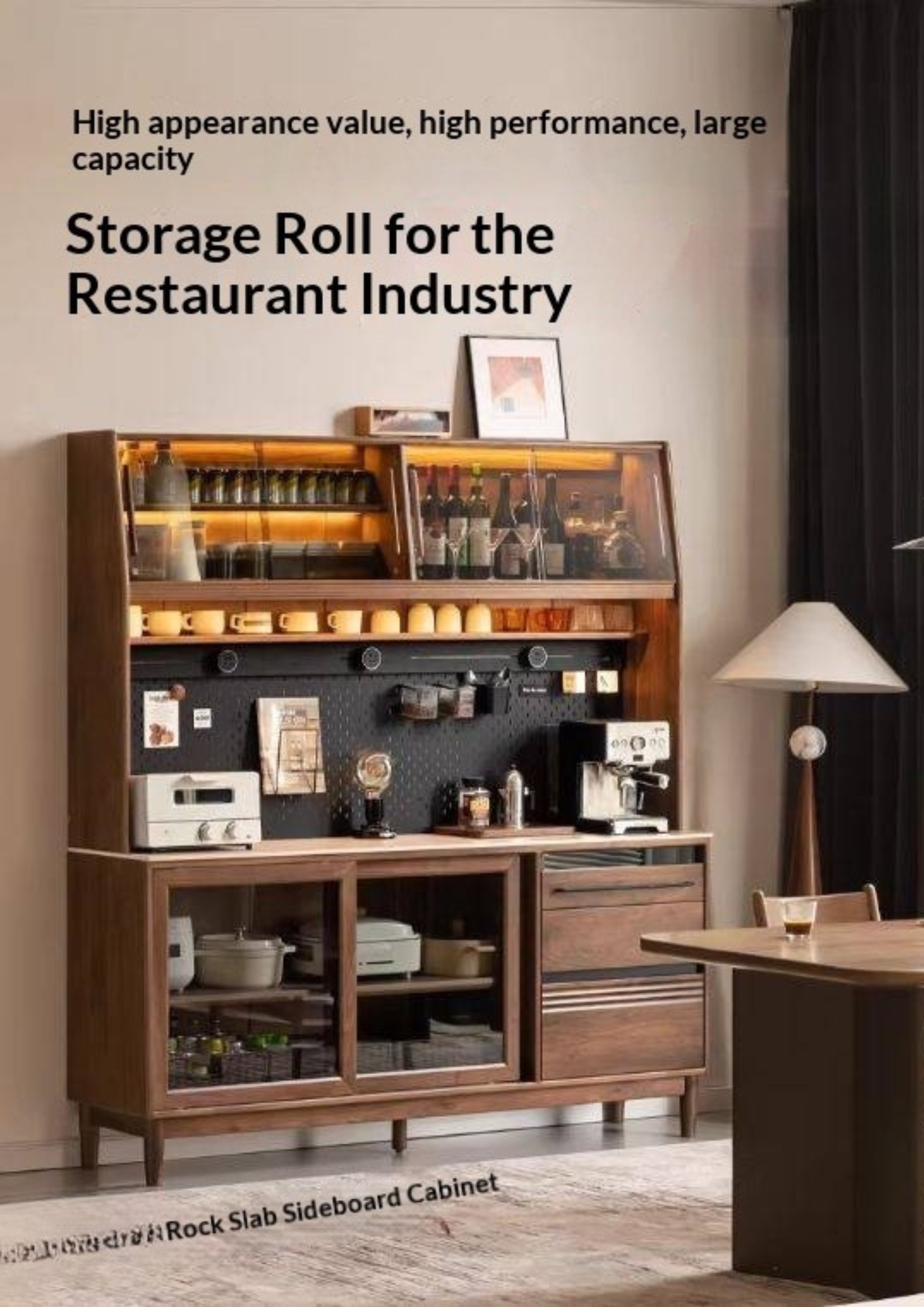 Black Walnut Solid Wood Italian-Style Sideboard – Sleek Buffet Cabinet