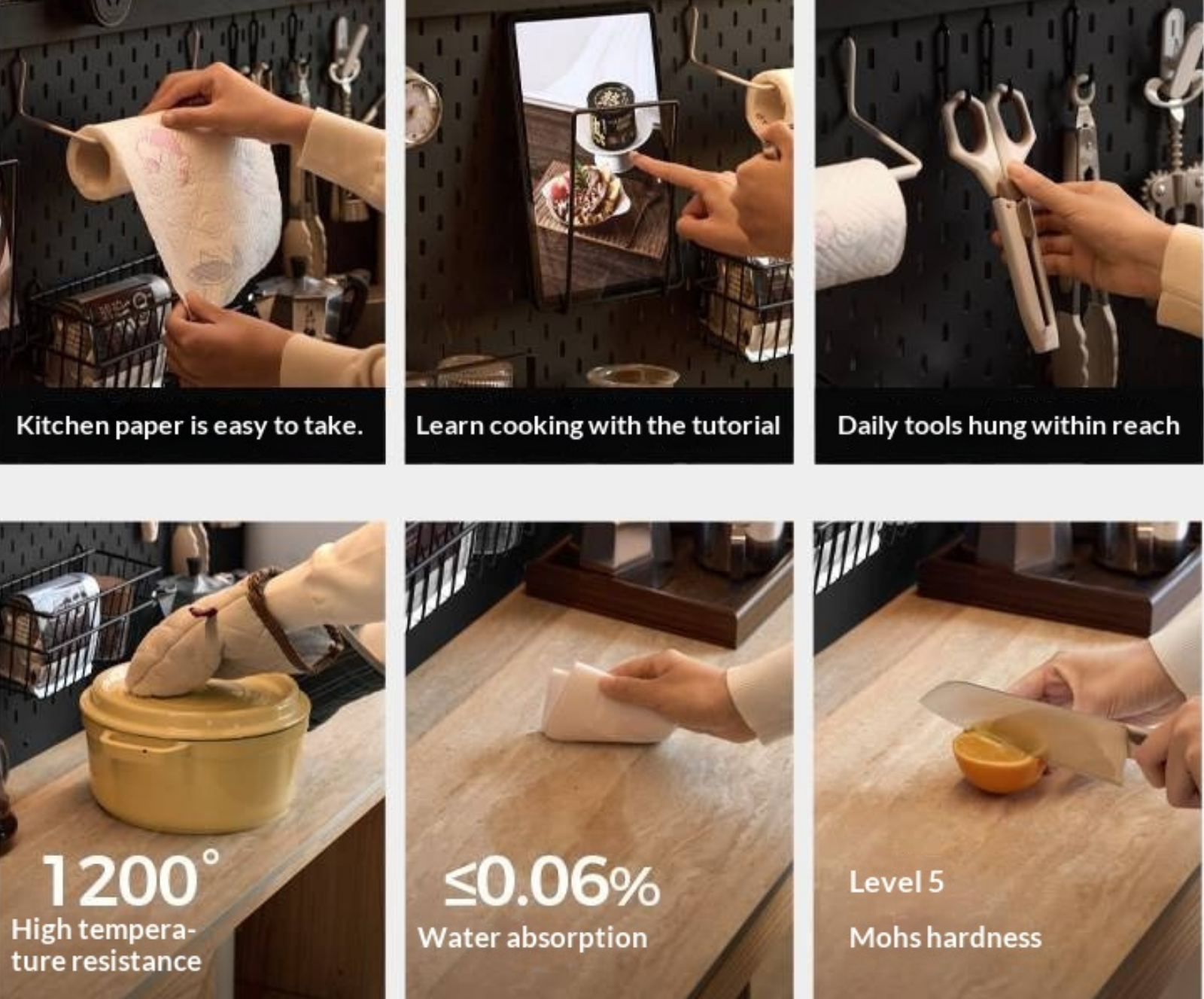 Oak Solid Wood Buffet Cabinet with Slab Surface, Sideboard