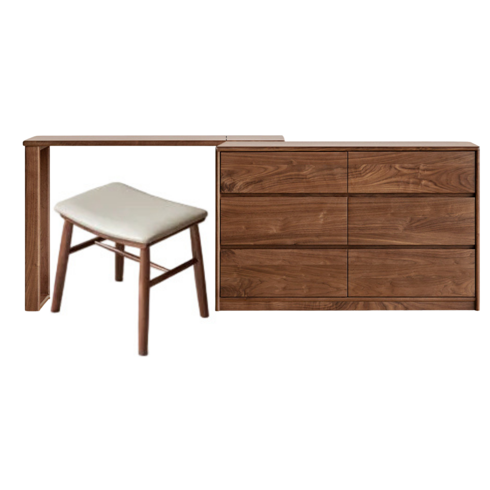 Black Walnut, South American Walnut Solid Wood Retractable Vanity Table.