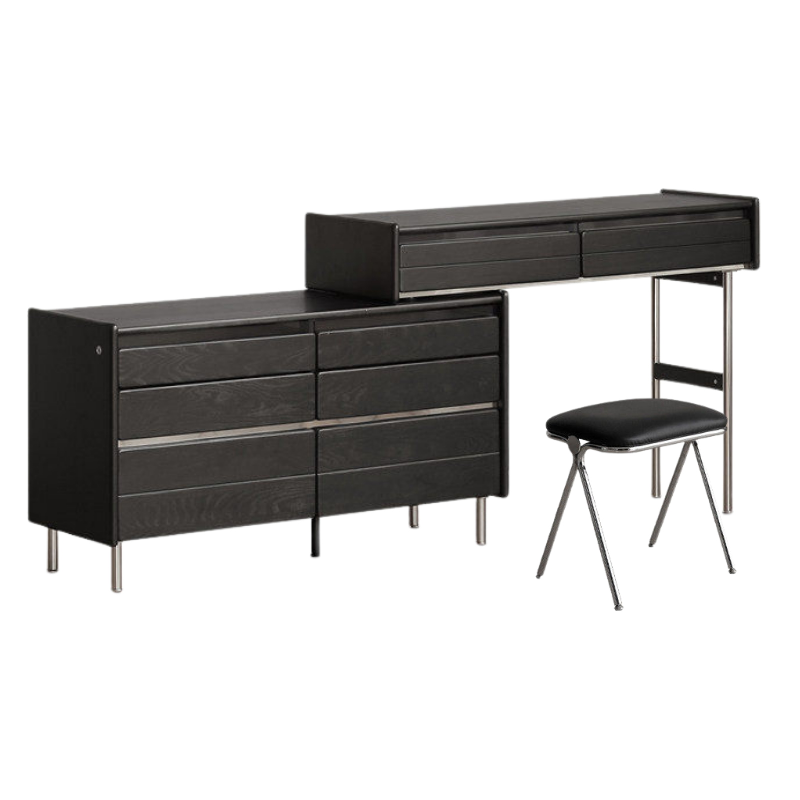 Ash Solid Wood Bauhaus Retractable Vanity Table.