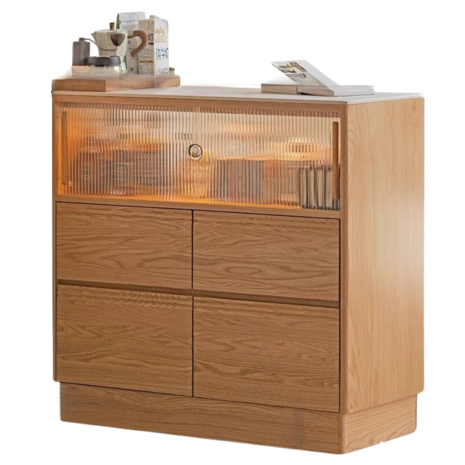 Oak Solid Wood Partition Multi functional Storage Cabinet