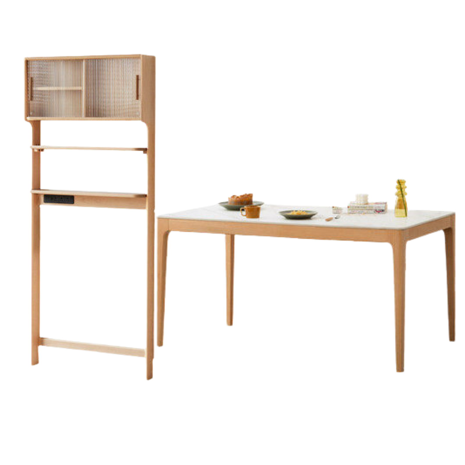 Beech Solid Wood Dining Sideboard Integrated Multifunctional Rack Household