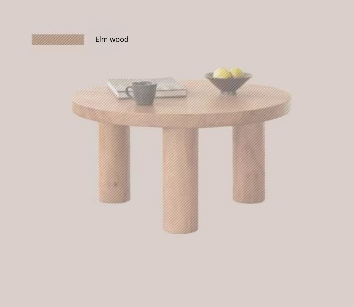 Elm Solid Wood Round Tea Table with Wind-Inspired Design