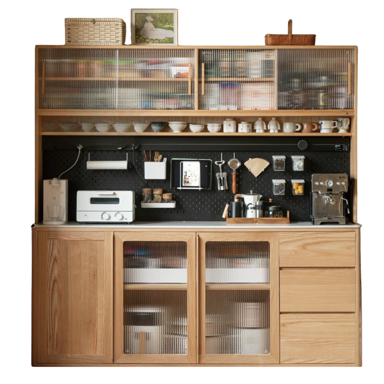 Ash Solid Wood White Wax Rock Plate Sideboard