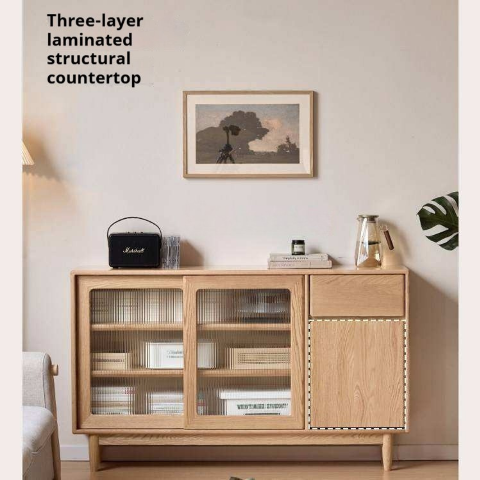 Oak Solid Wood Ultra-Thin Sideboard