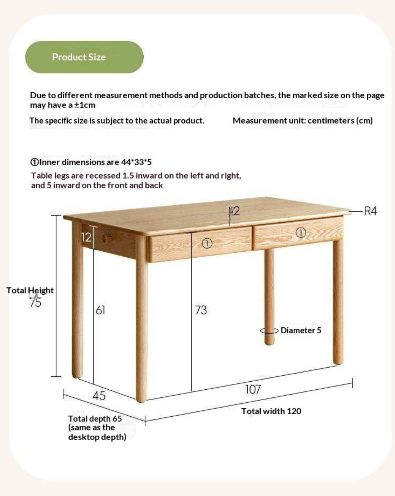 Oak Solid Wood Minimalist Kids Study Desk