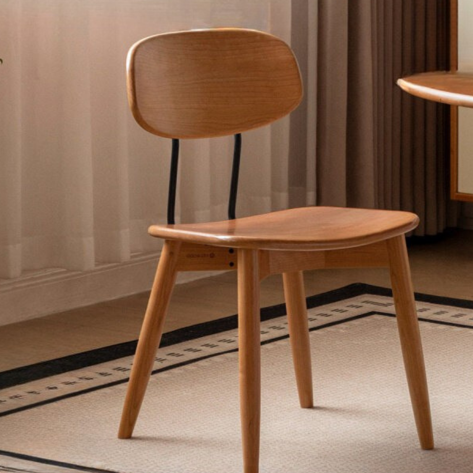 Set 2 pcs Cherry, Oak, Black Walnut Solid Wood Bauhaus Style Retro Dining Chair