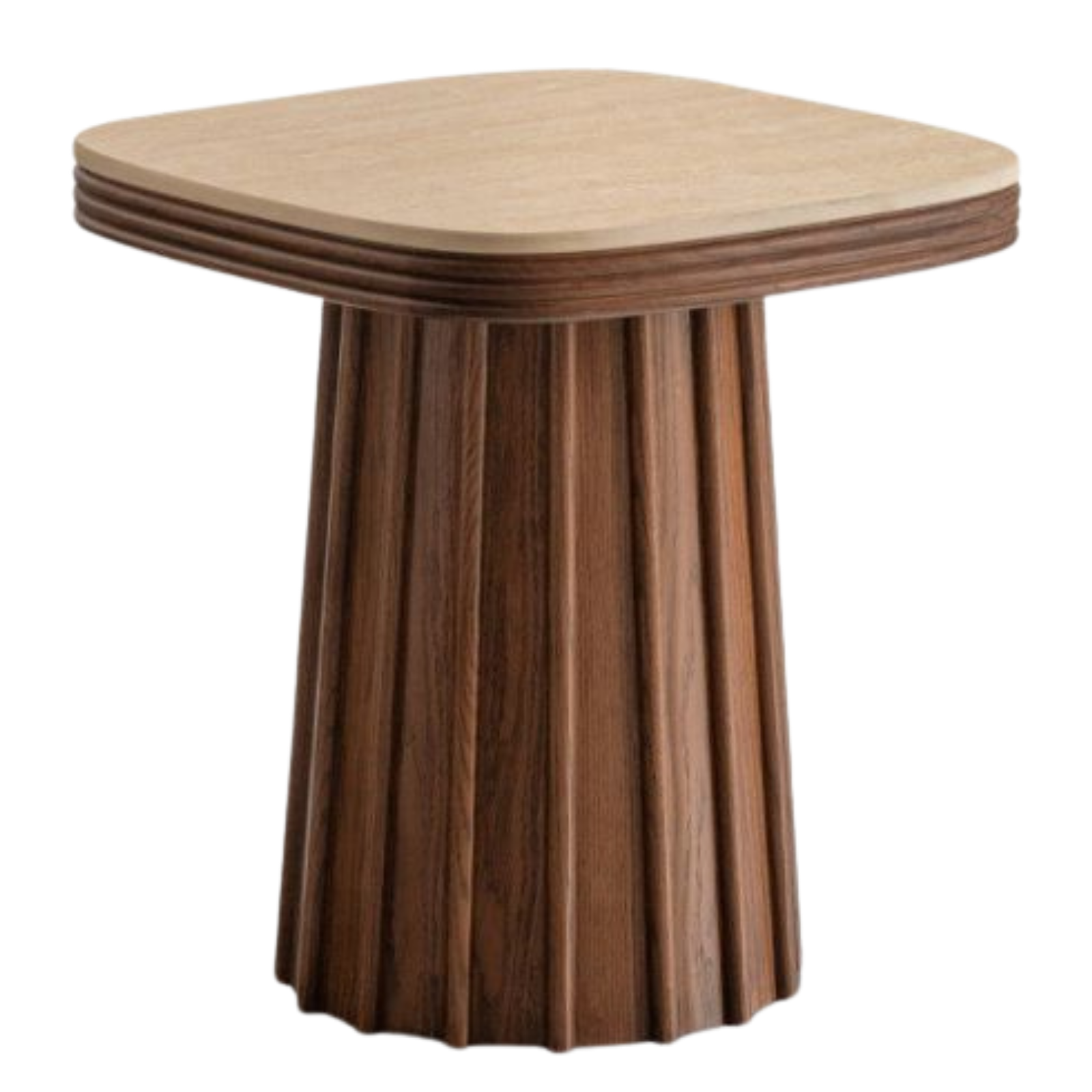 Oak Solid Wood Square Side Table with Silent Style and Rock Slab Design