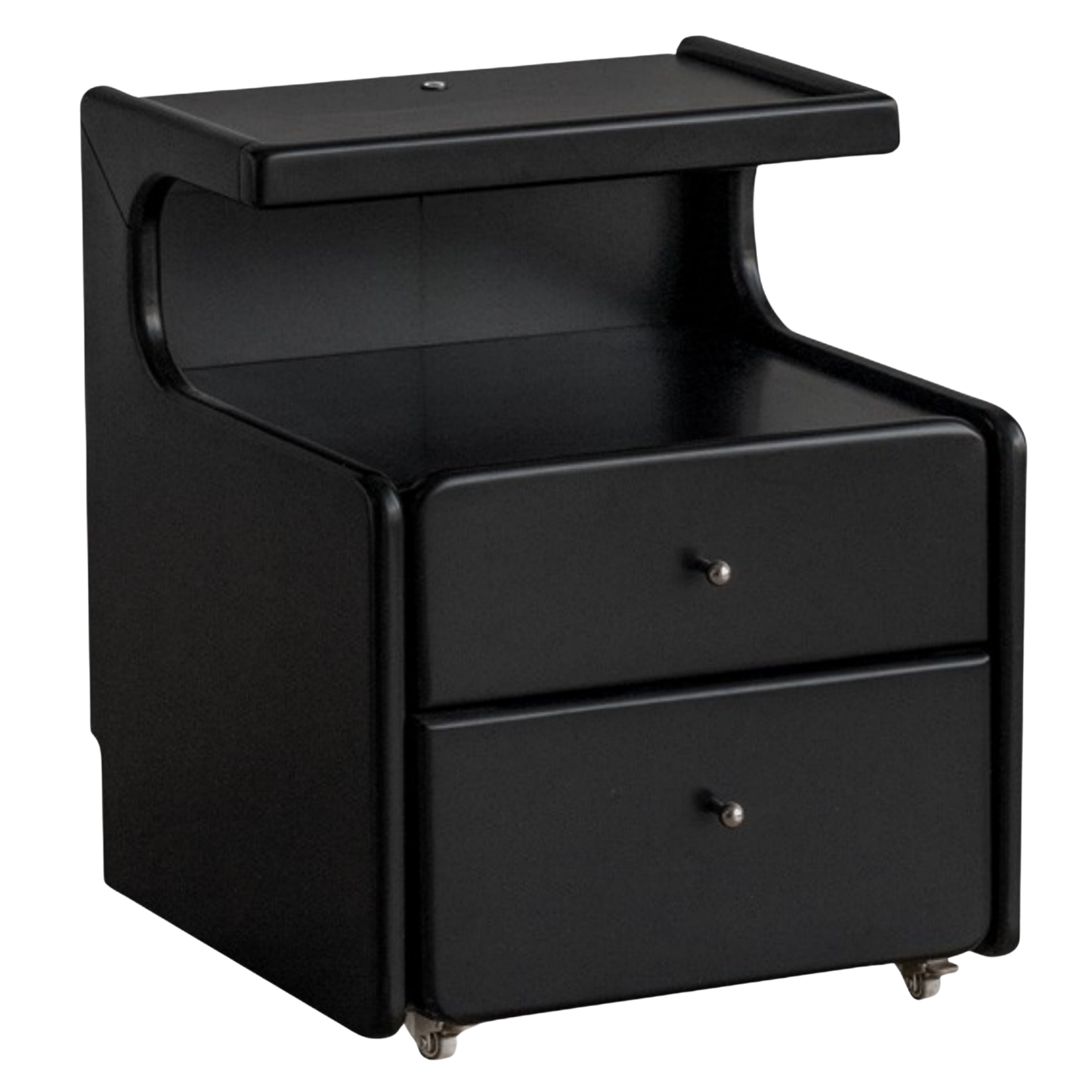 Solid RubberWood Movable Cream Style Nightstand With Light