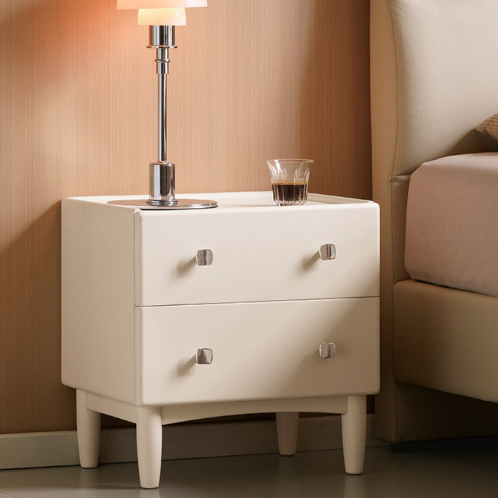 Solid Rubberwood Modern Nightstand