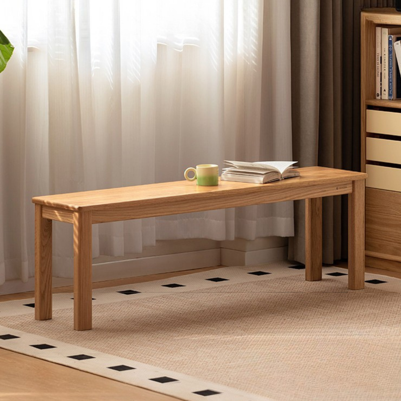 Ash, Oak, Beech, Solid Rubberwood Wide Seat Bench