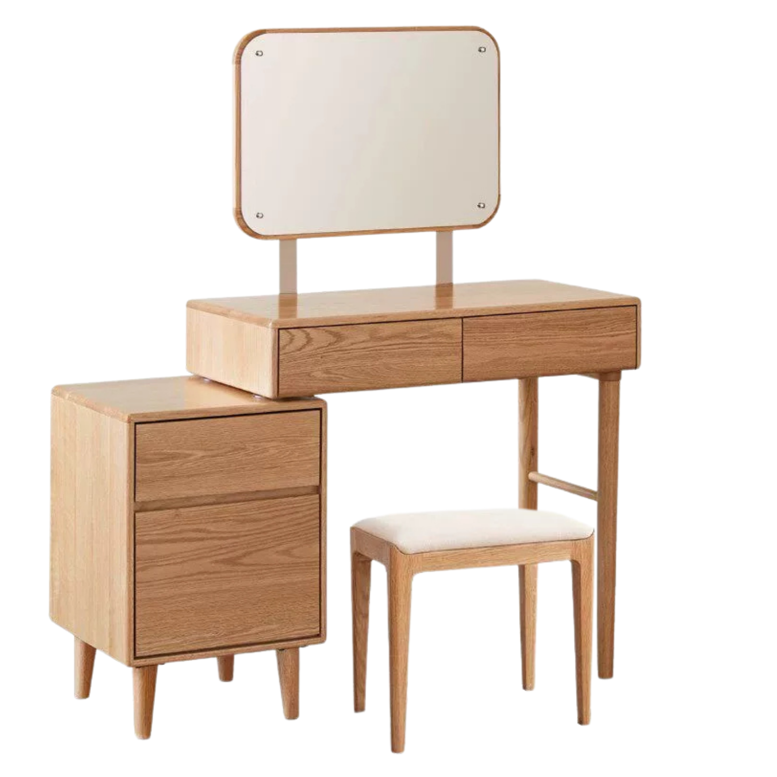 Oak Solid Wood, Solid Rubberwood, Solid Longan Hardwood Retractable Vanity Table Modern