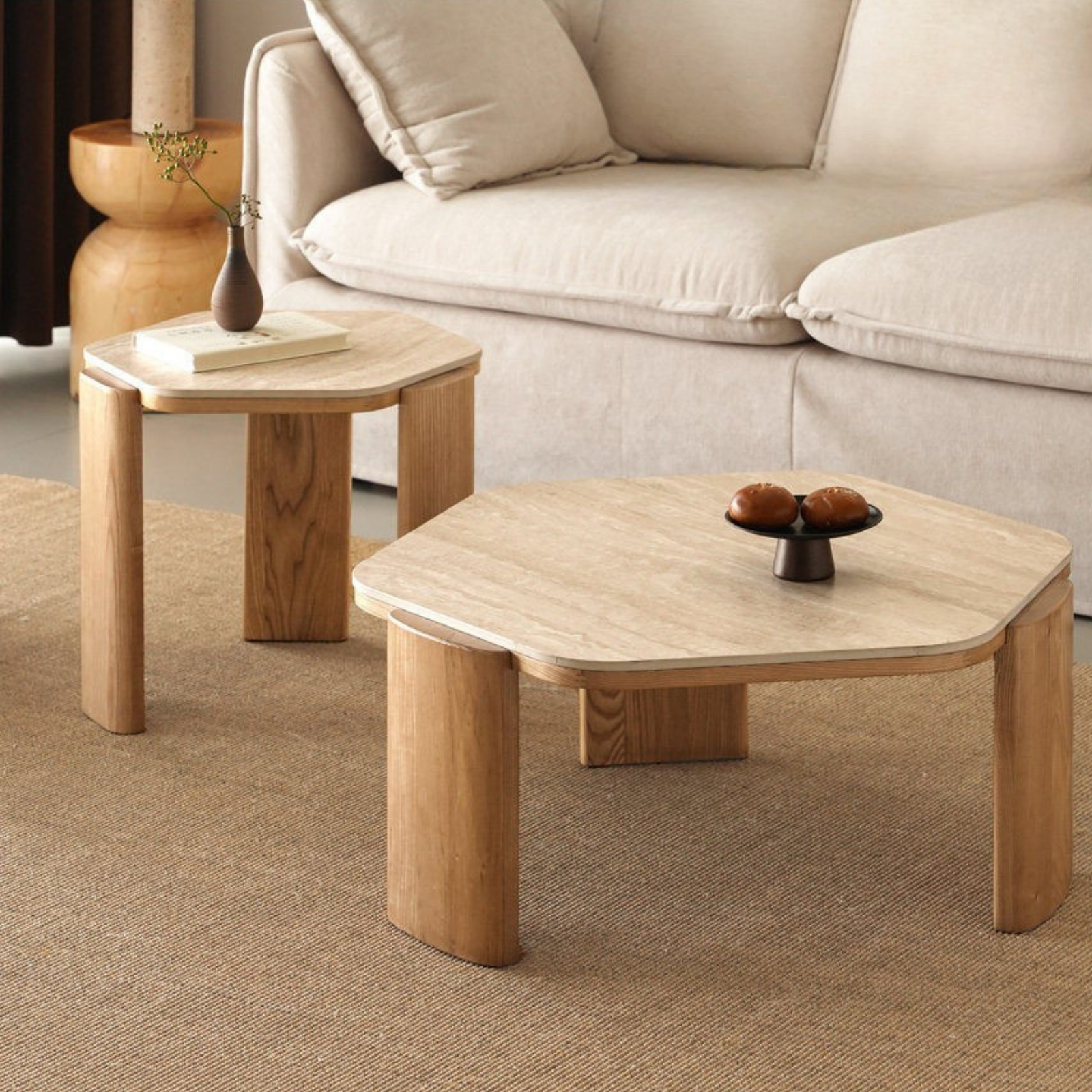 Ash Solid Wood Wabi-Sabi Style Coffee Table