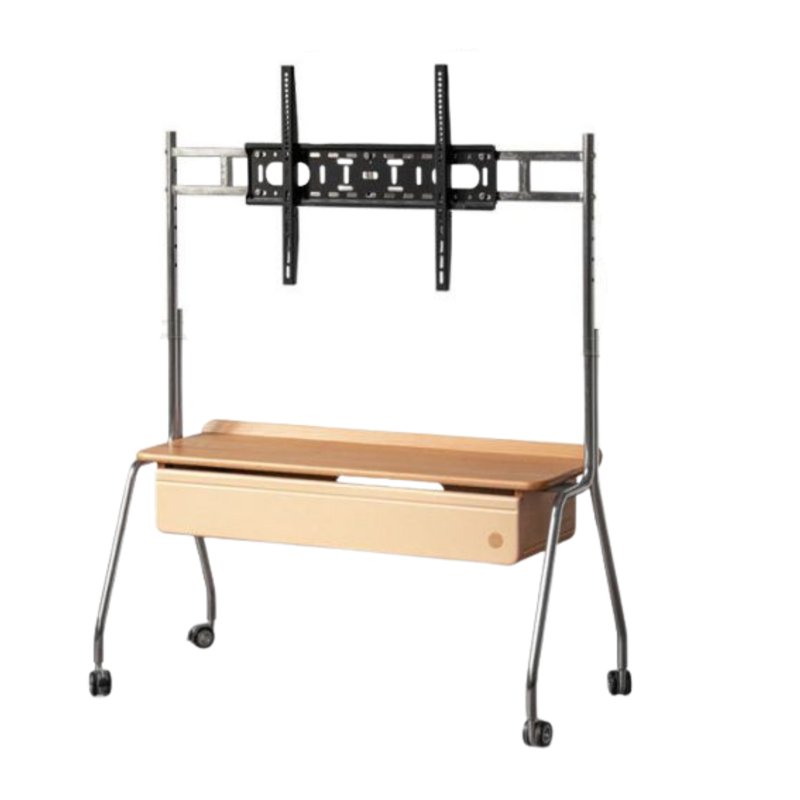Beech Solid Wood Floor-Standing TV Stand with Modern Minimalist