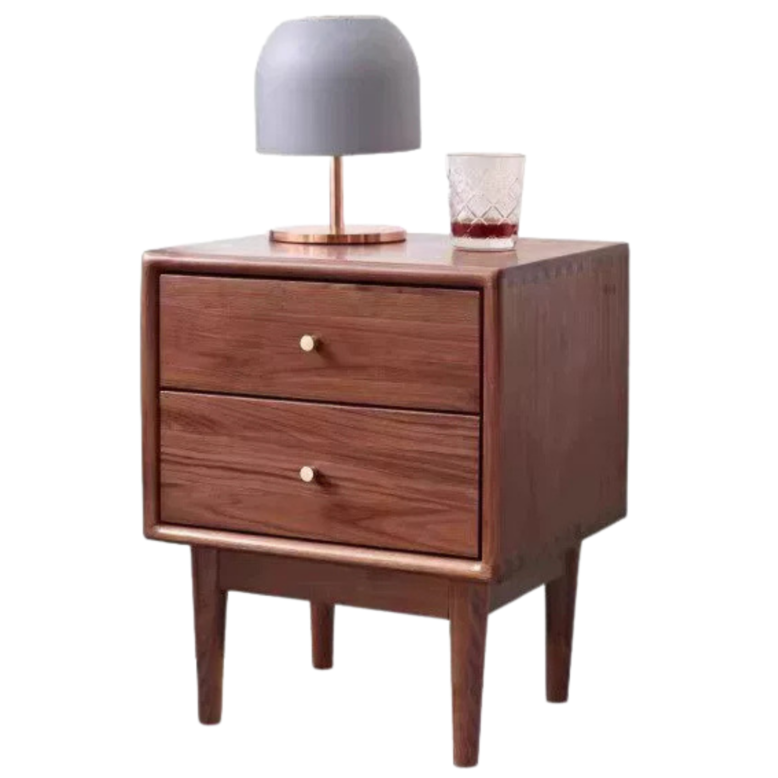 Black Walnut Solid Wood, Solid Longan Hardwood Nightstand.