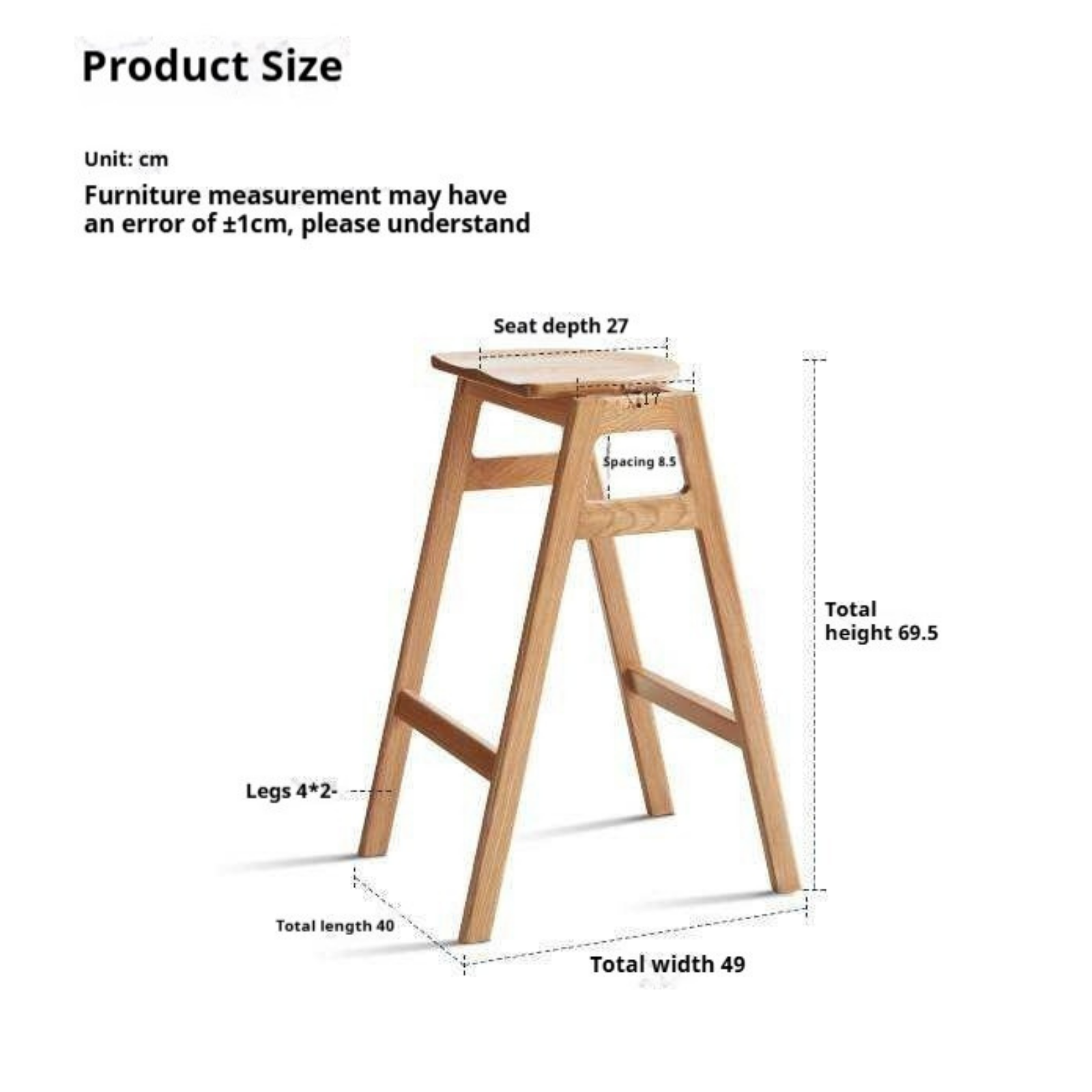 Oak Solid Wood High Feet Stool