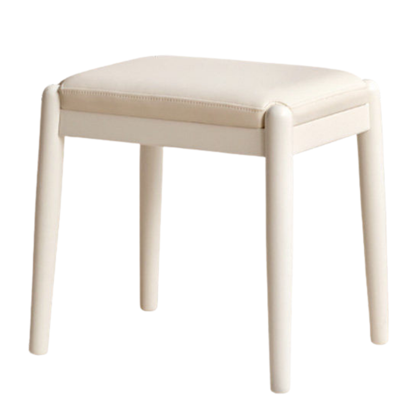 Birch Solid Wood, Solid Rubberwood Modern White Makeup Stool