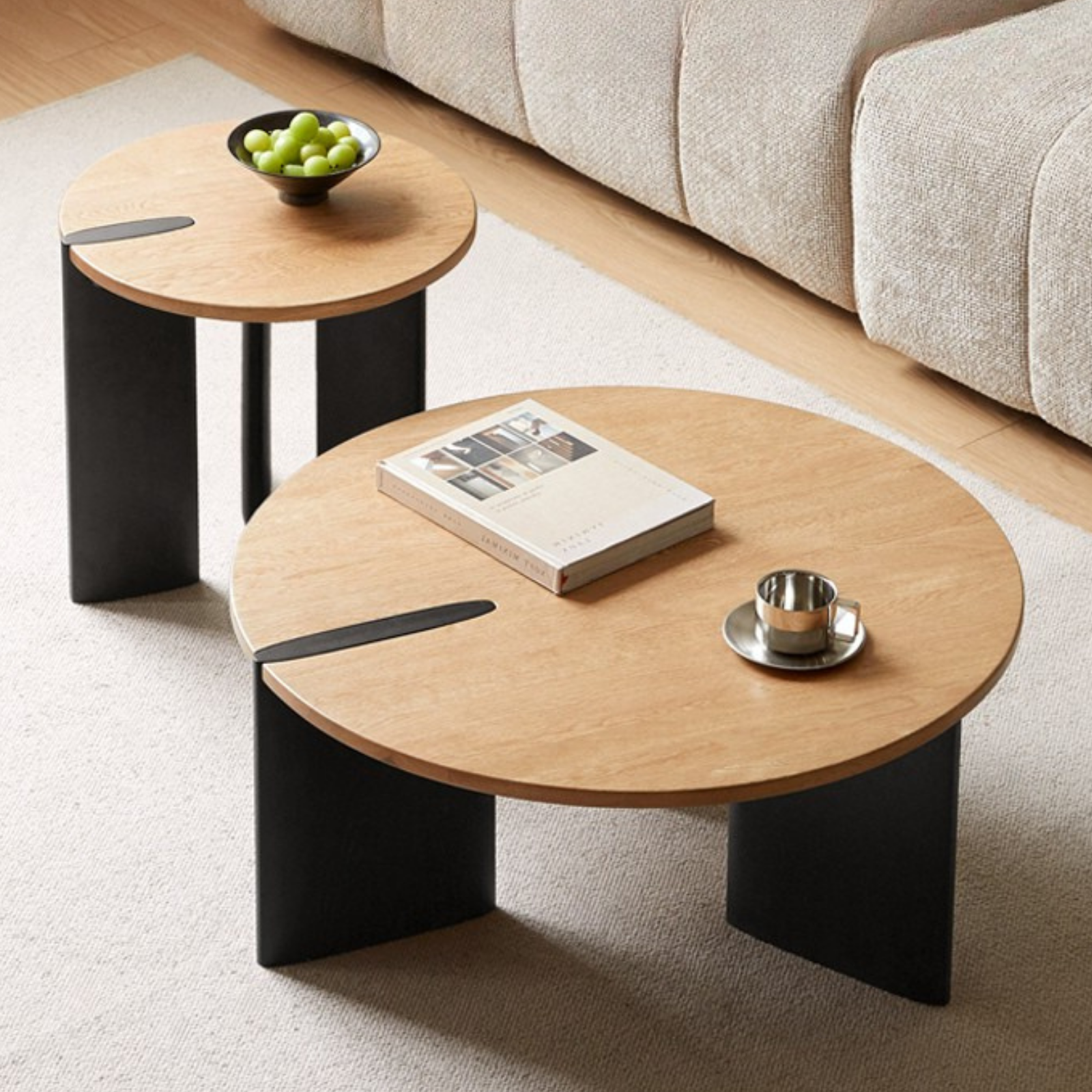 Oak Solid Wood Wabi-Sabi Style Creative Round Coffee Table