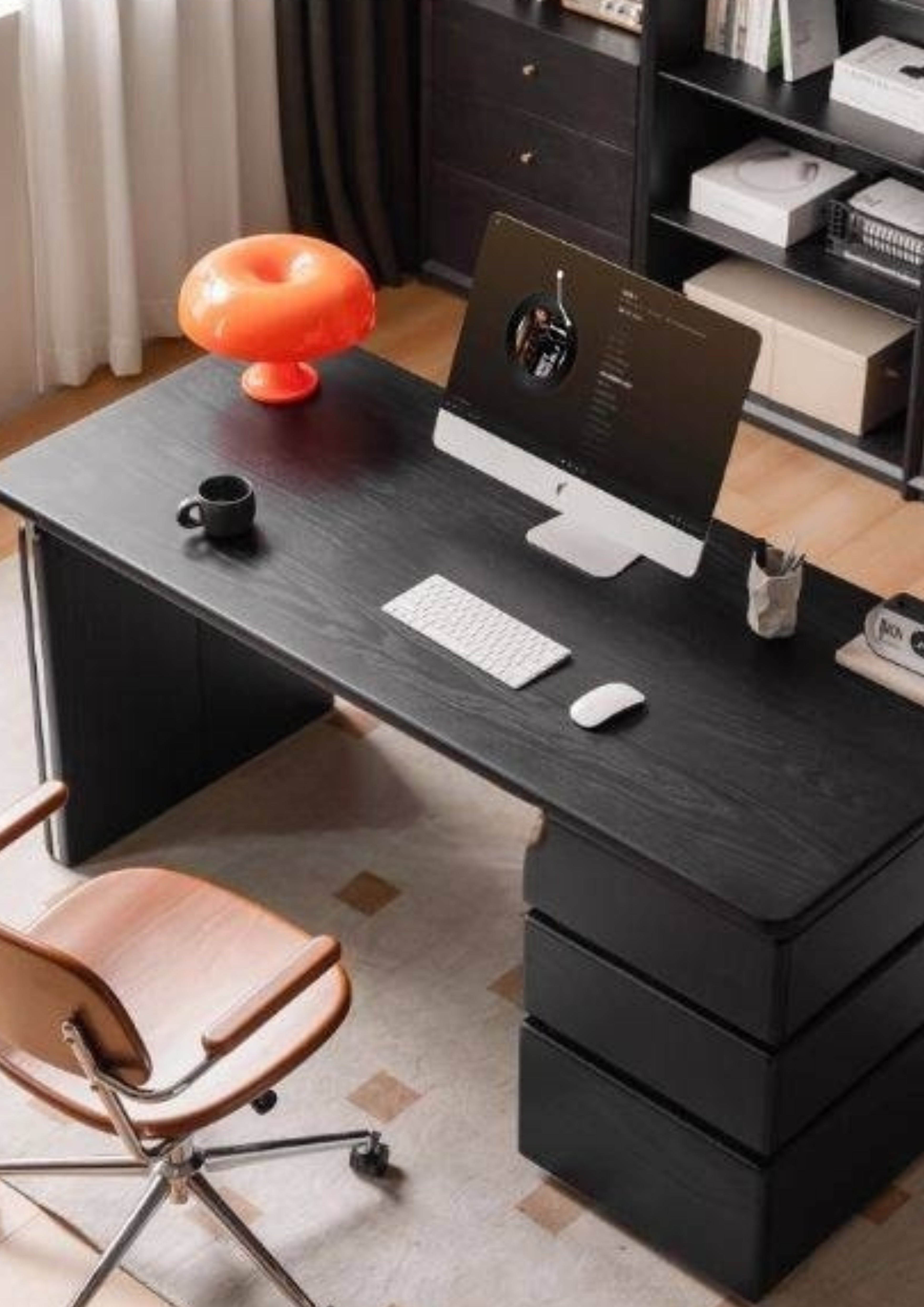 Oak Solid Wood Bauhaus Style Computer Desk