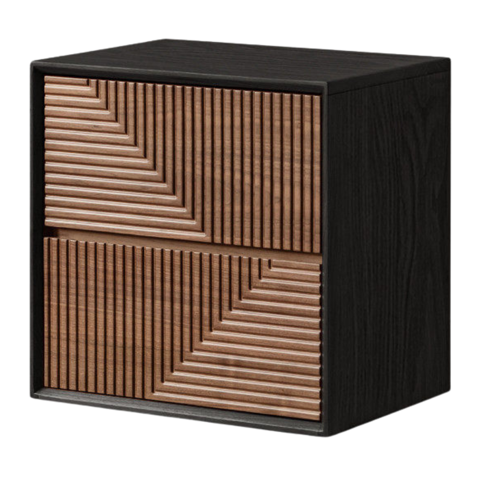 Black Walnut, Sandalwood Solid Wood Modular Storage Cabinet, Mid Century Dresser with Geometric Front Design