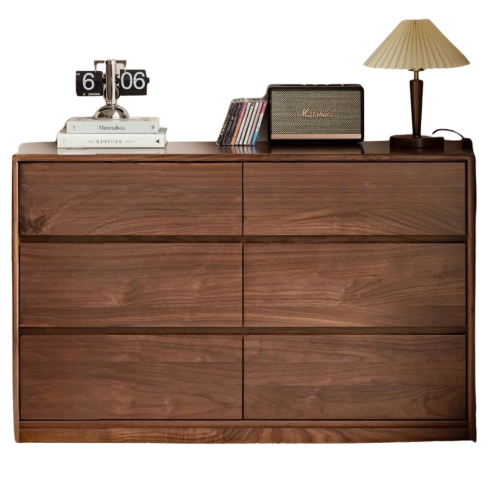 Black Walnut, South American Walnut Solid Wood Six-Drawer Chest