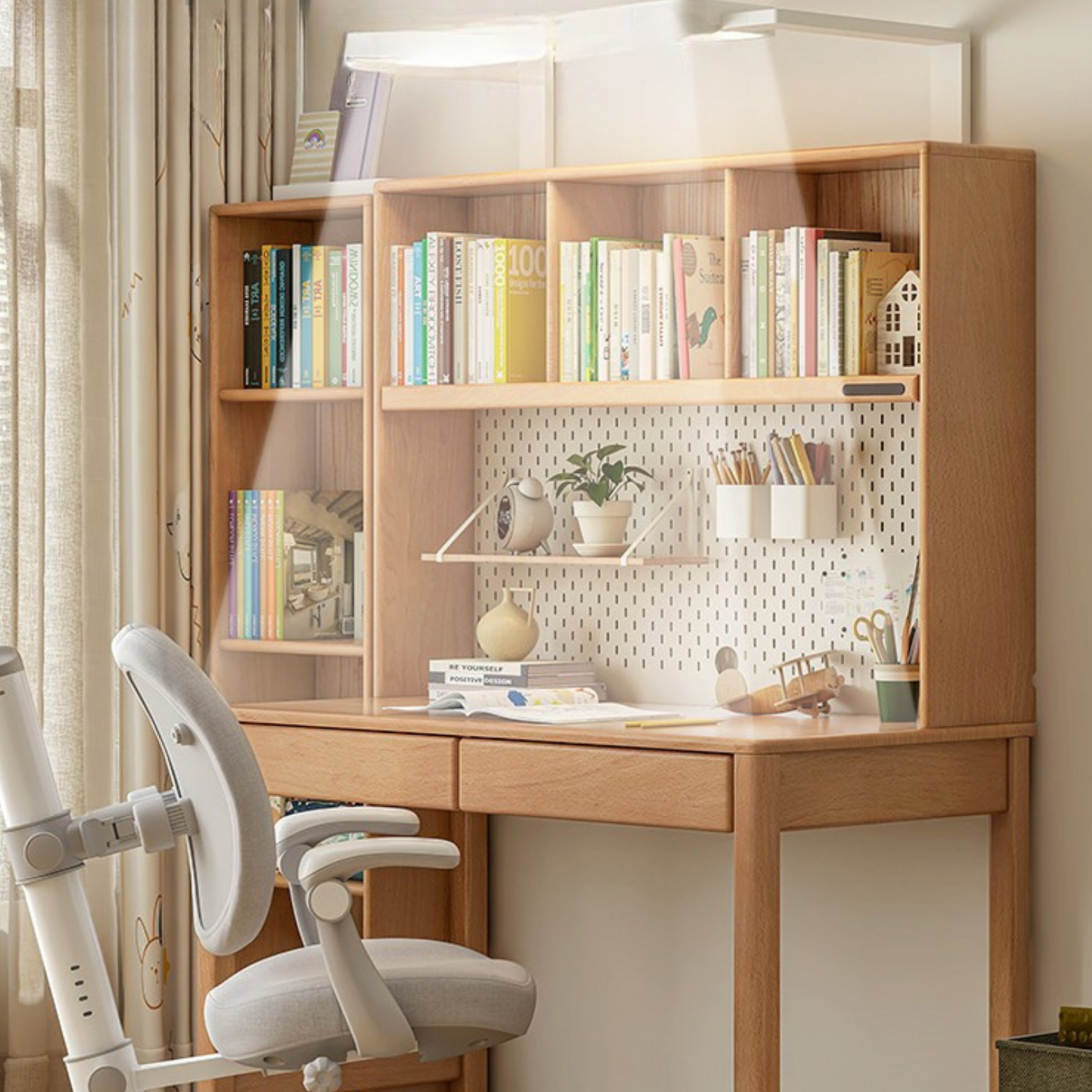 Beech Solid Wood, Solid Rubberwood Kids Desk