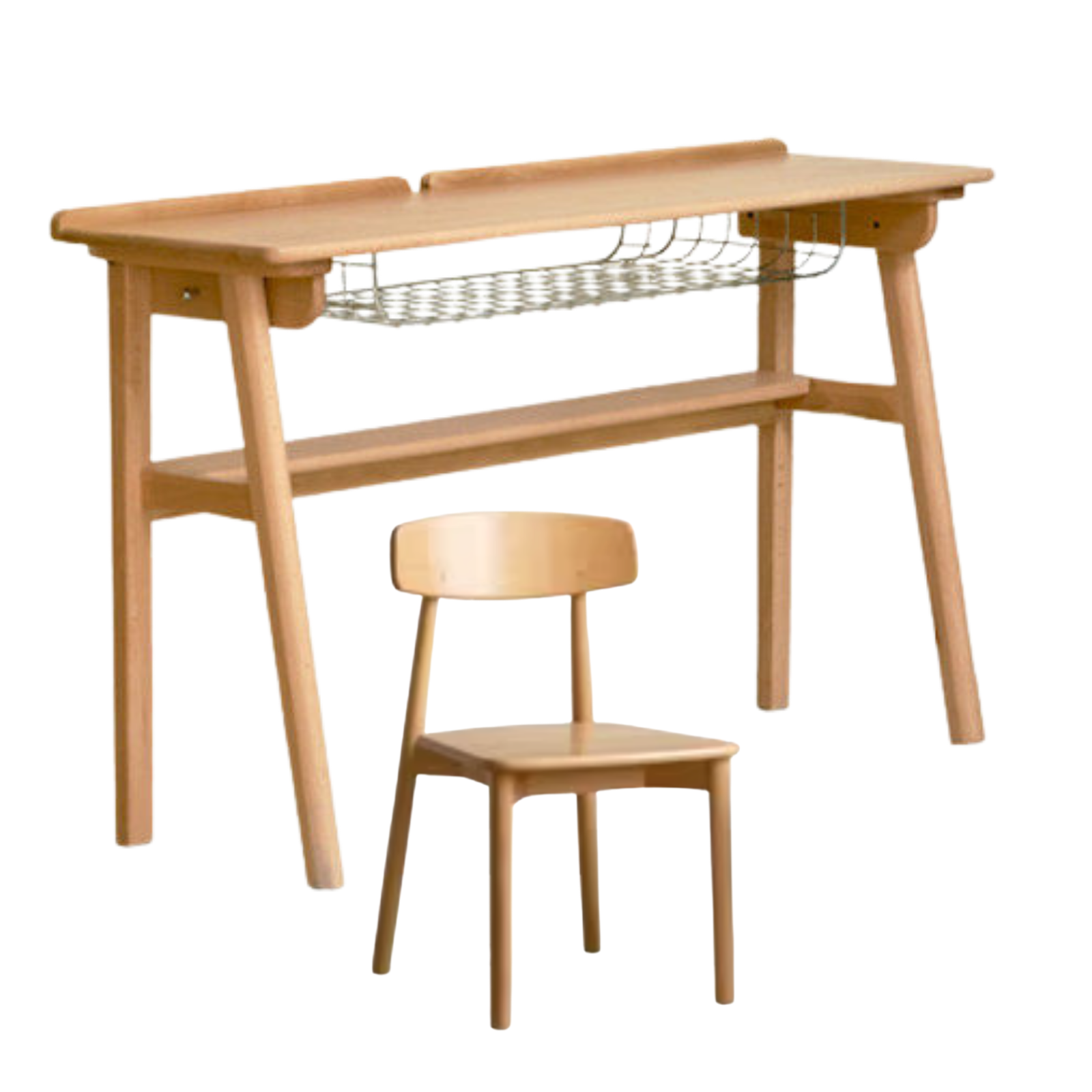 European Beech Solid Wood Ultra Narrow Writing Desk.