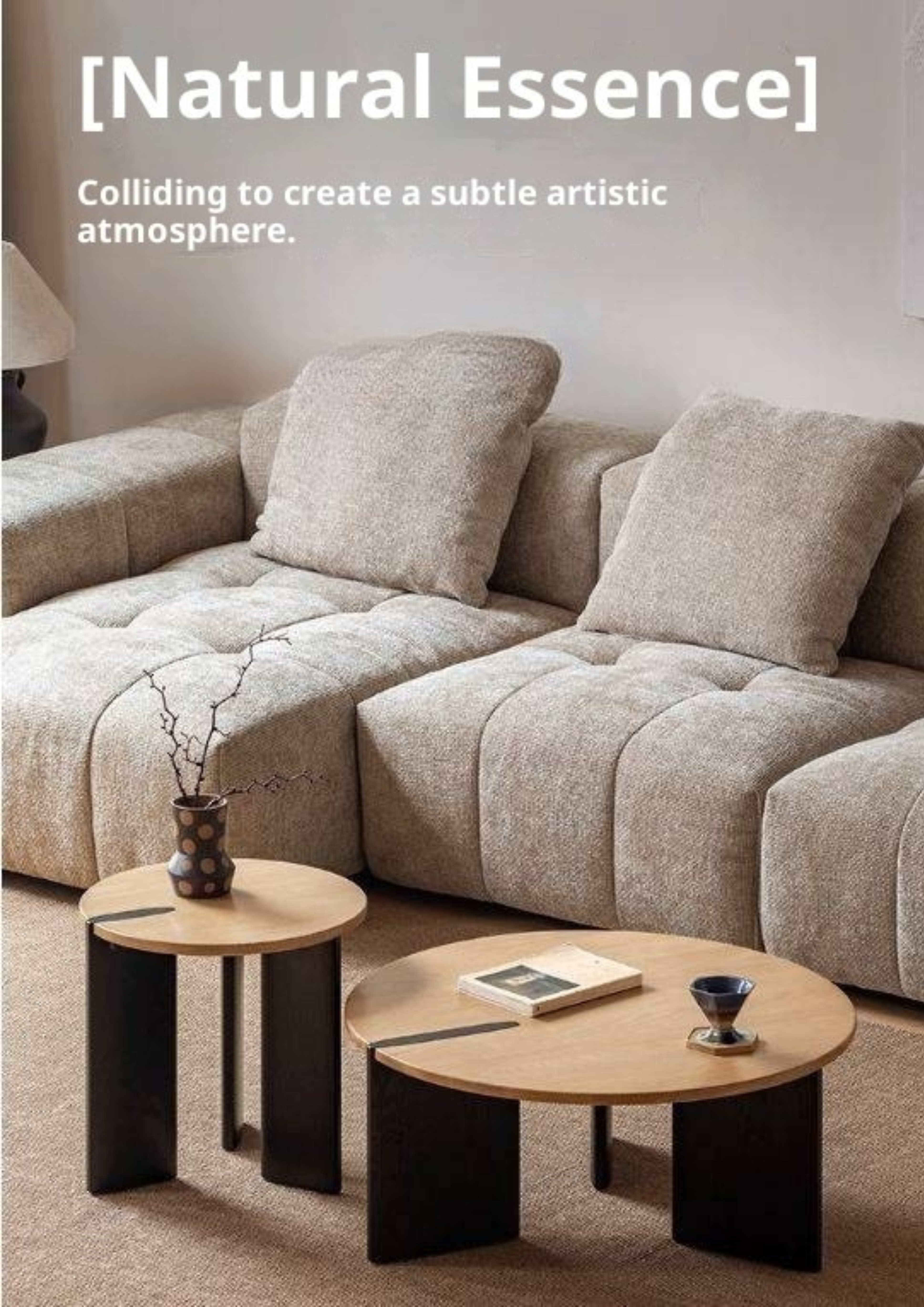 Ash Solid Wood Wabi Sabi Style Creative Coffee Table