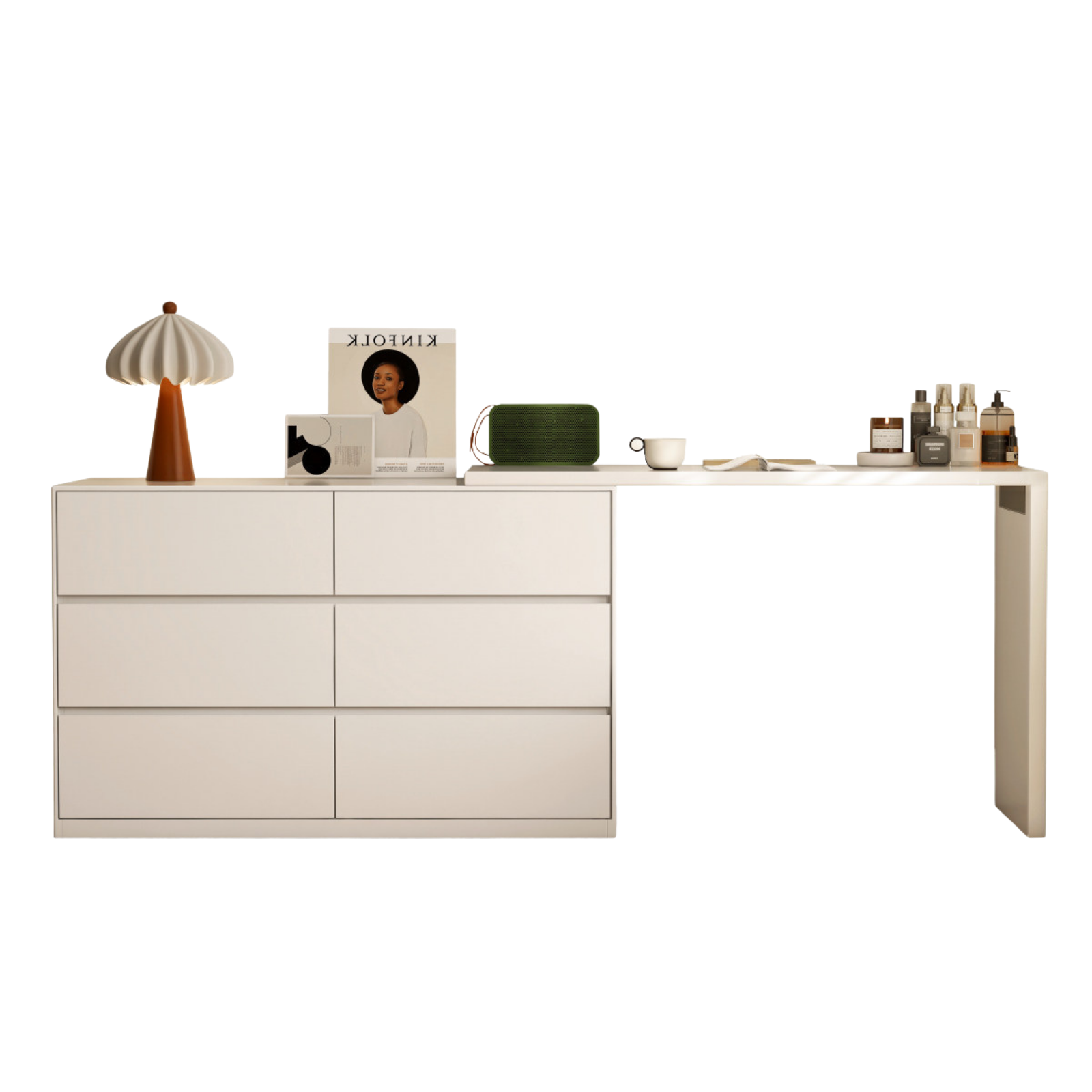 Solid RubberWood Cream Style Telescopic Vanity Table.