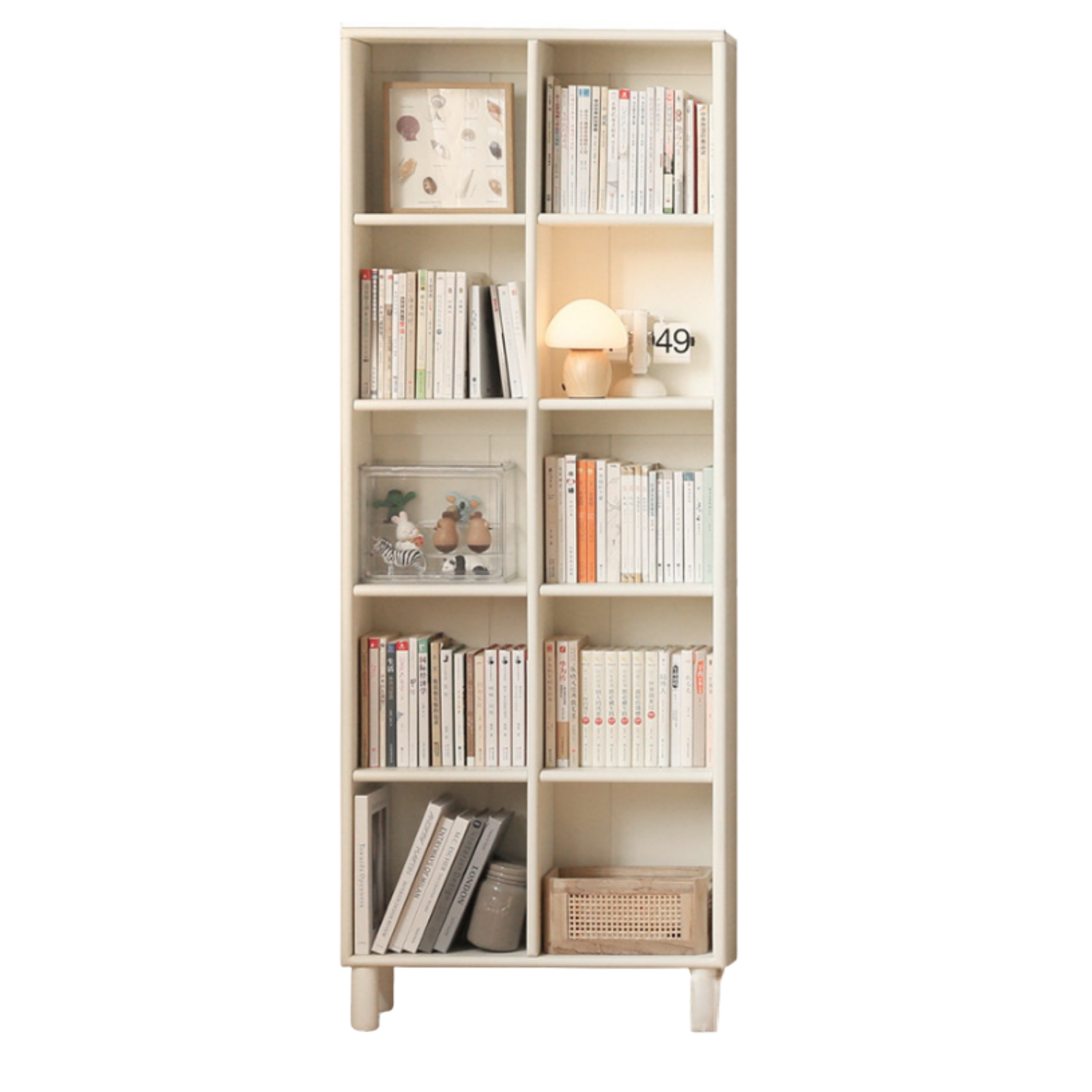 Poplar, Solid RubberWood Bookcase Free Combination Cream Style