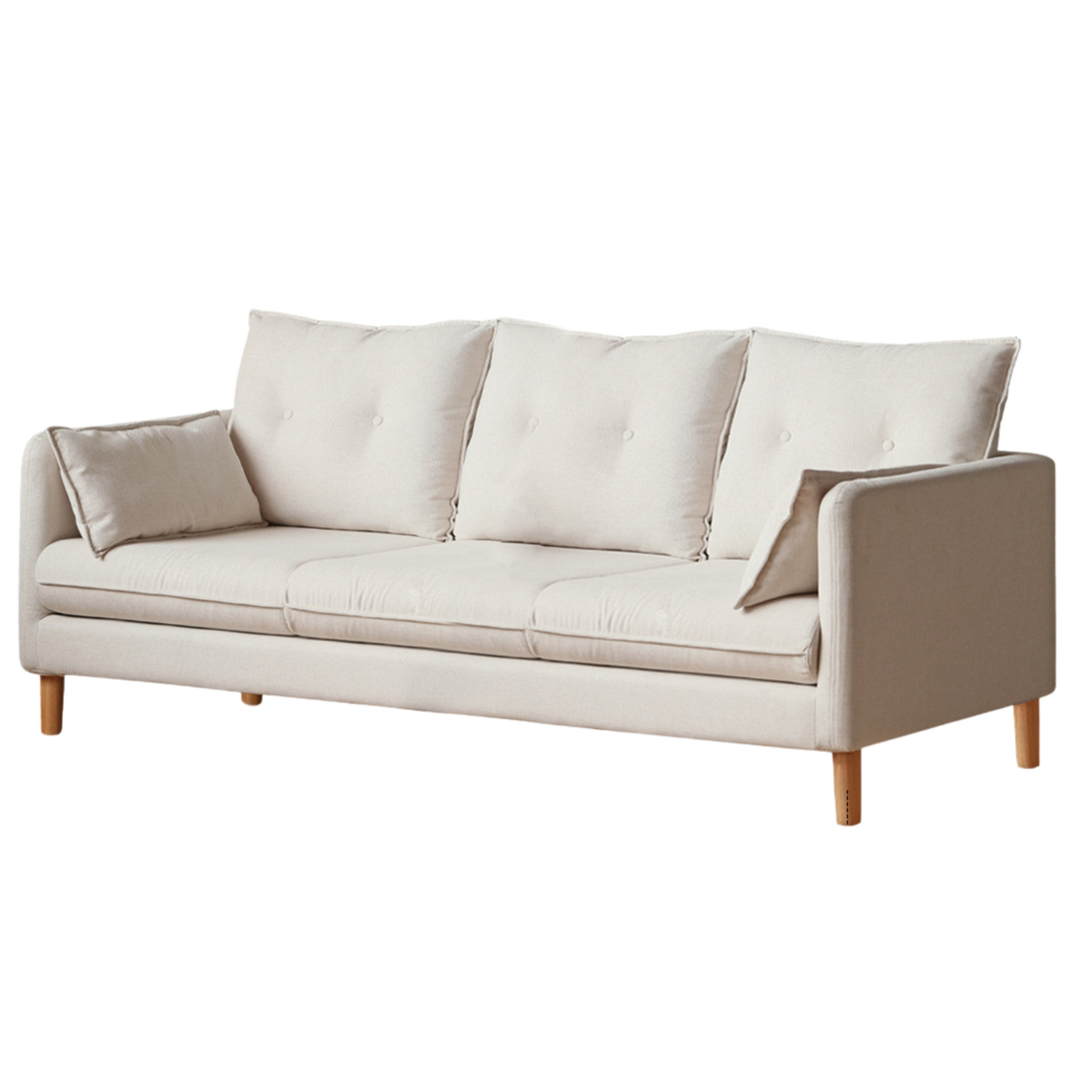Track Arm Loveseat with Tufted Back Cushions and Tapered Wood Legs