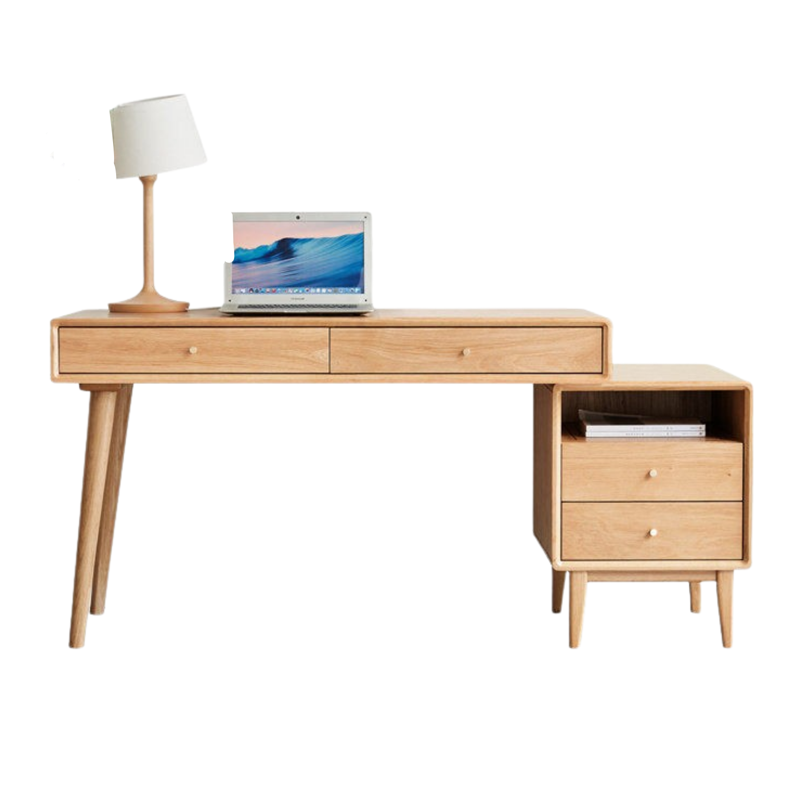 Oak Solid Wood Office Desk Combination