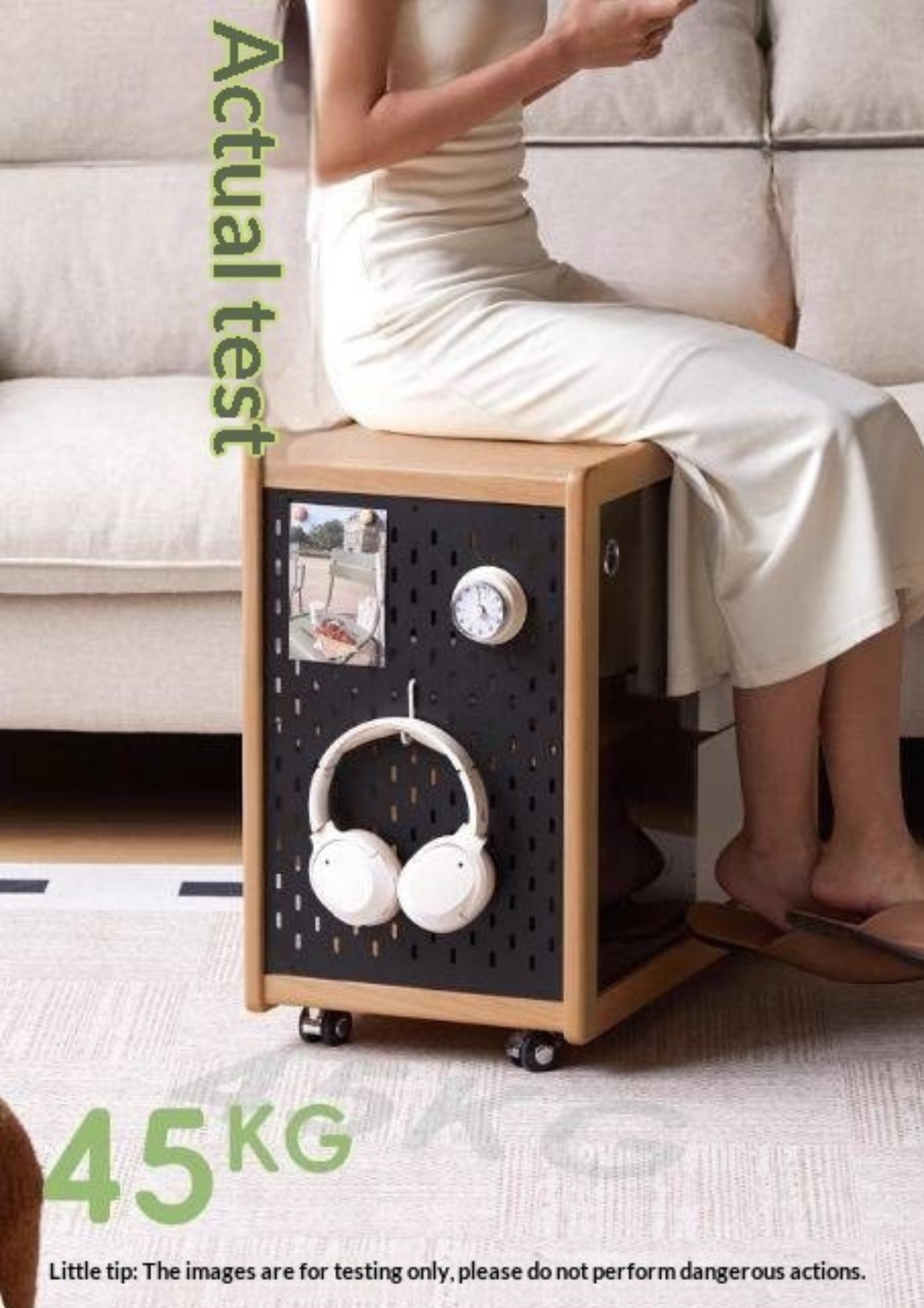 Beech Solid Wood Modern Corner Mobile Side Table