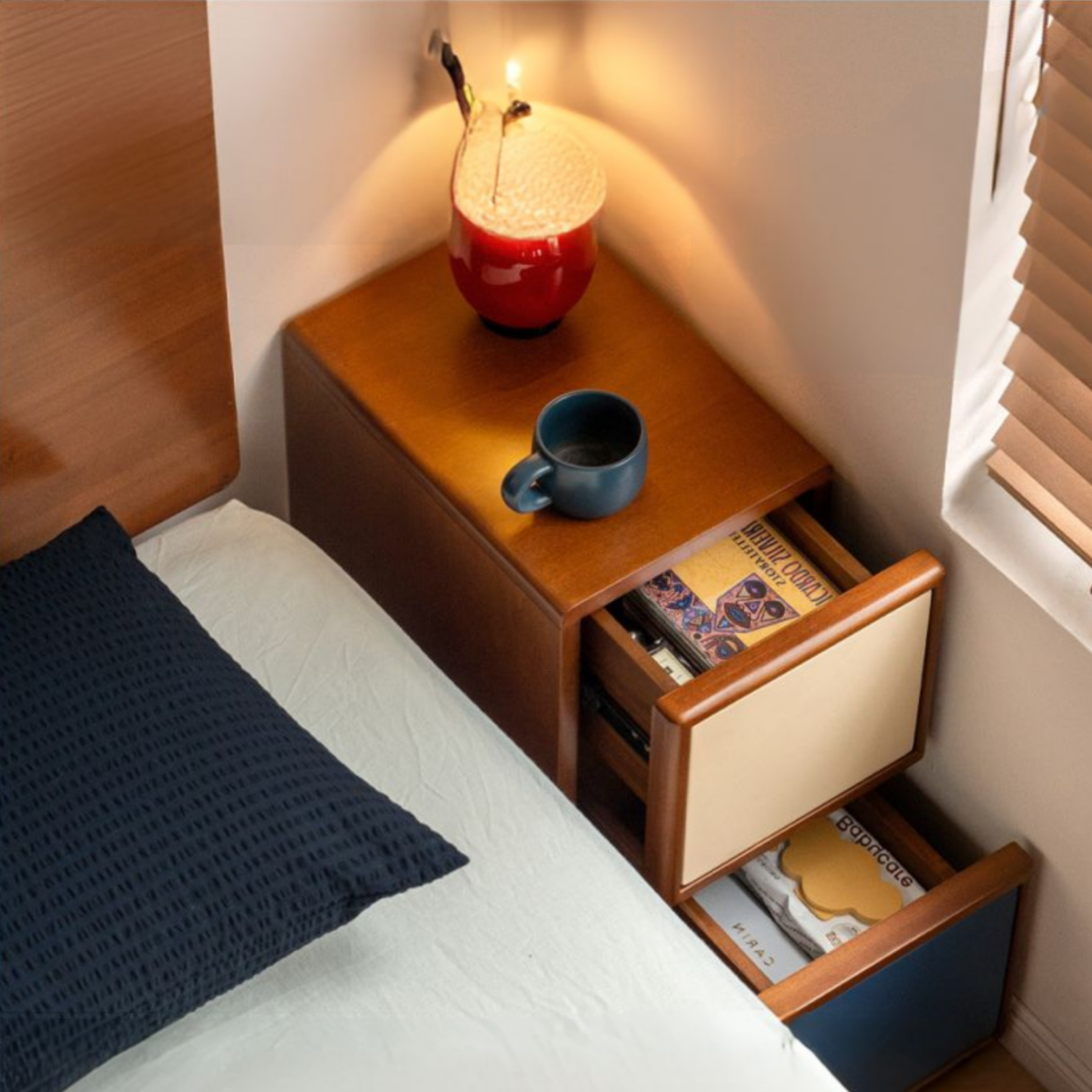 Poplar Solid Wood Nightstand Bauhaus Style