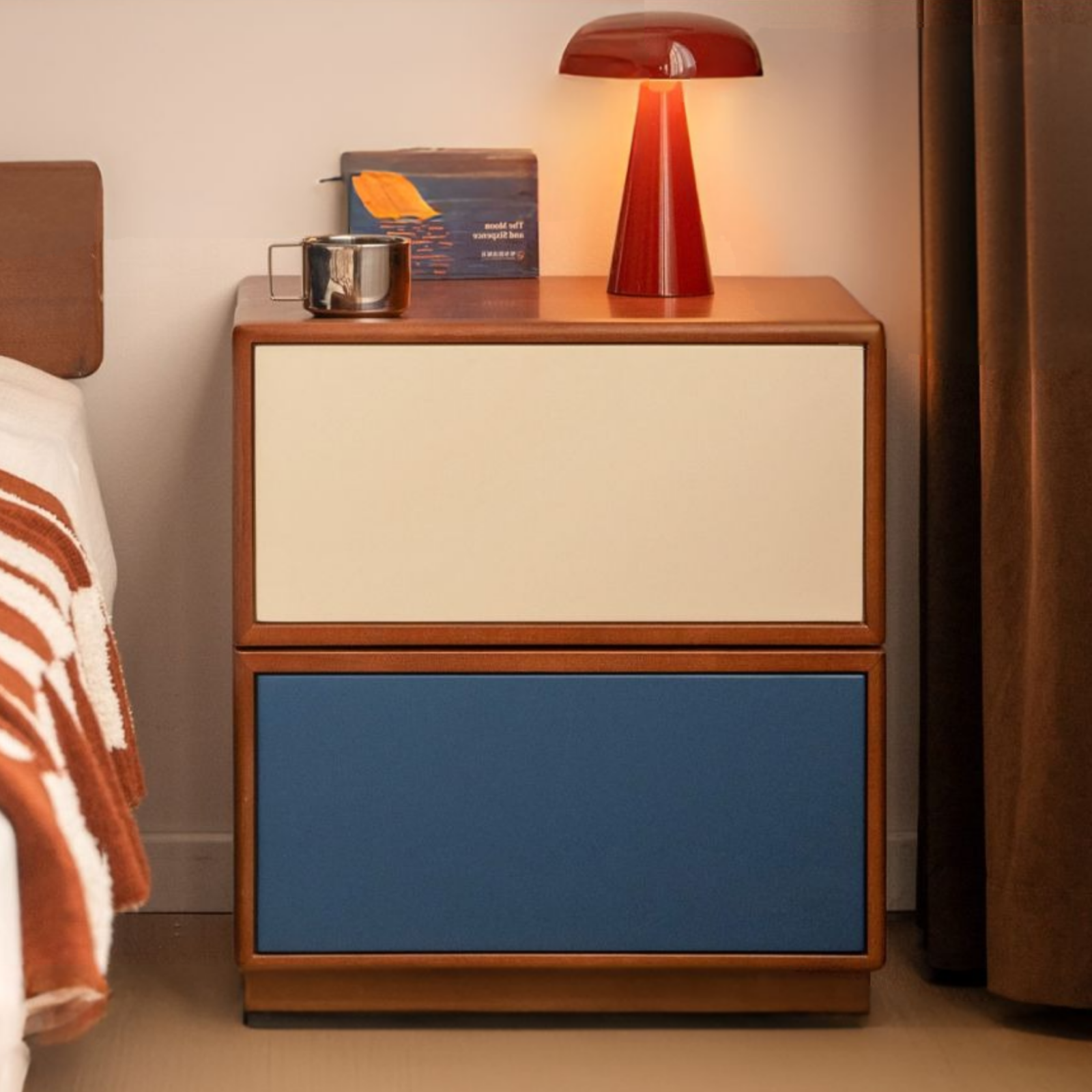 Poplar Solid Wood Bauhaus Style Nightstand