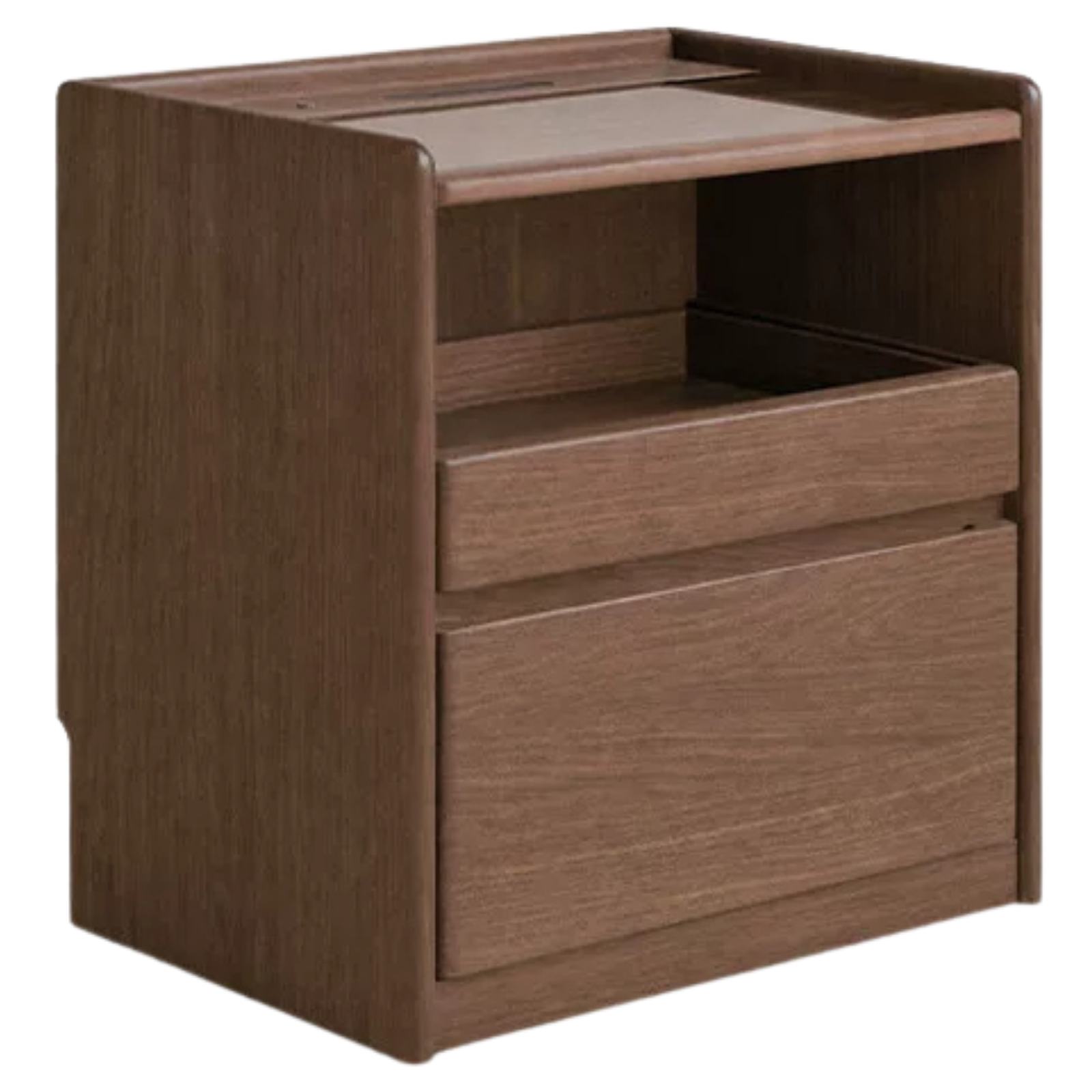 Russian White Oak, Black Walnut, Oak, Ash, Sandalwood Solid Wood Nightstand Socket, Lamp