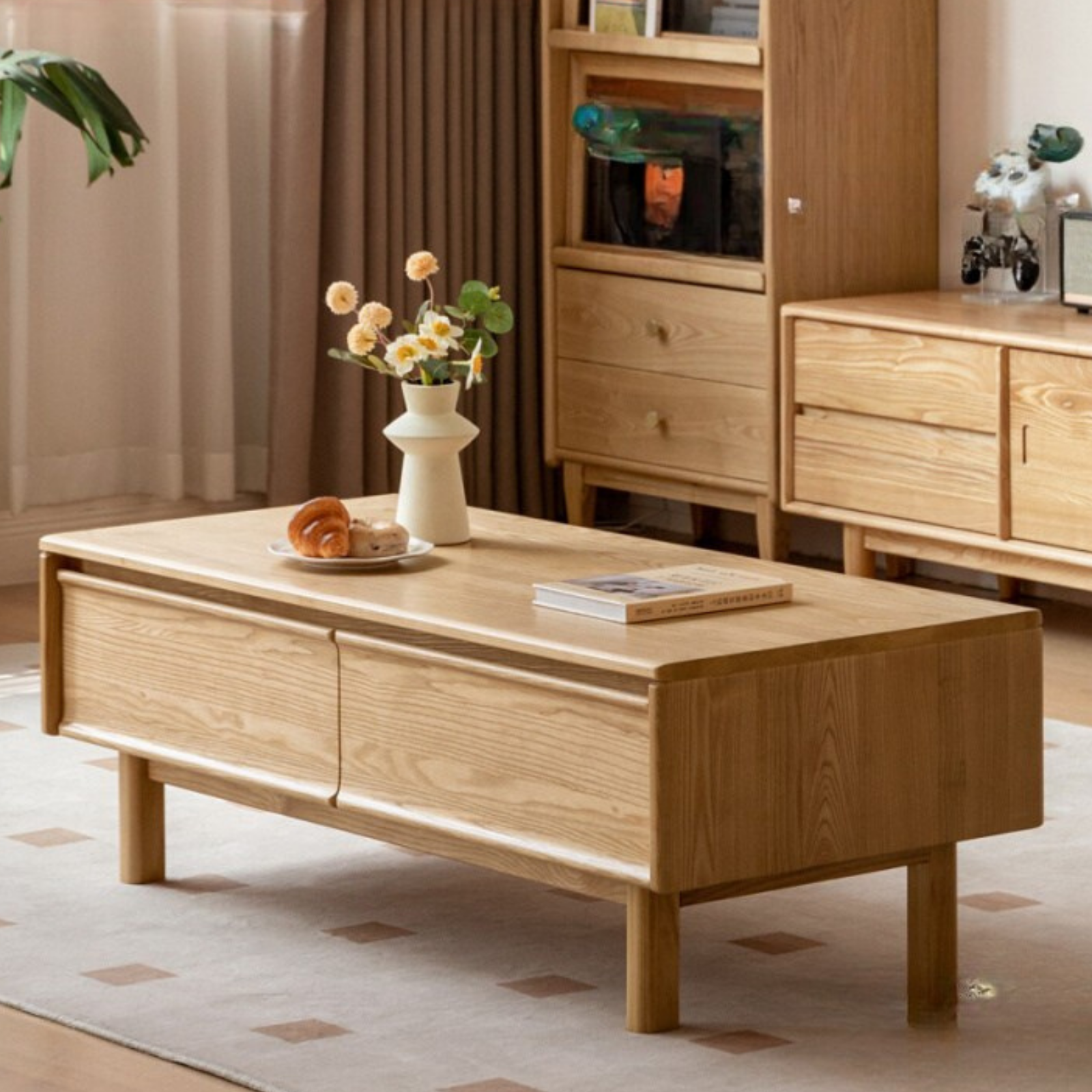 Ash, Oak Solid Wood Solid Wood Coffee Table