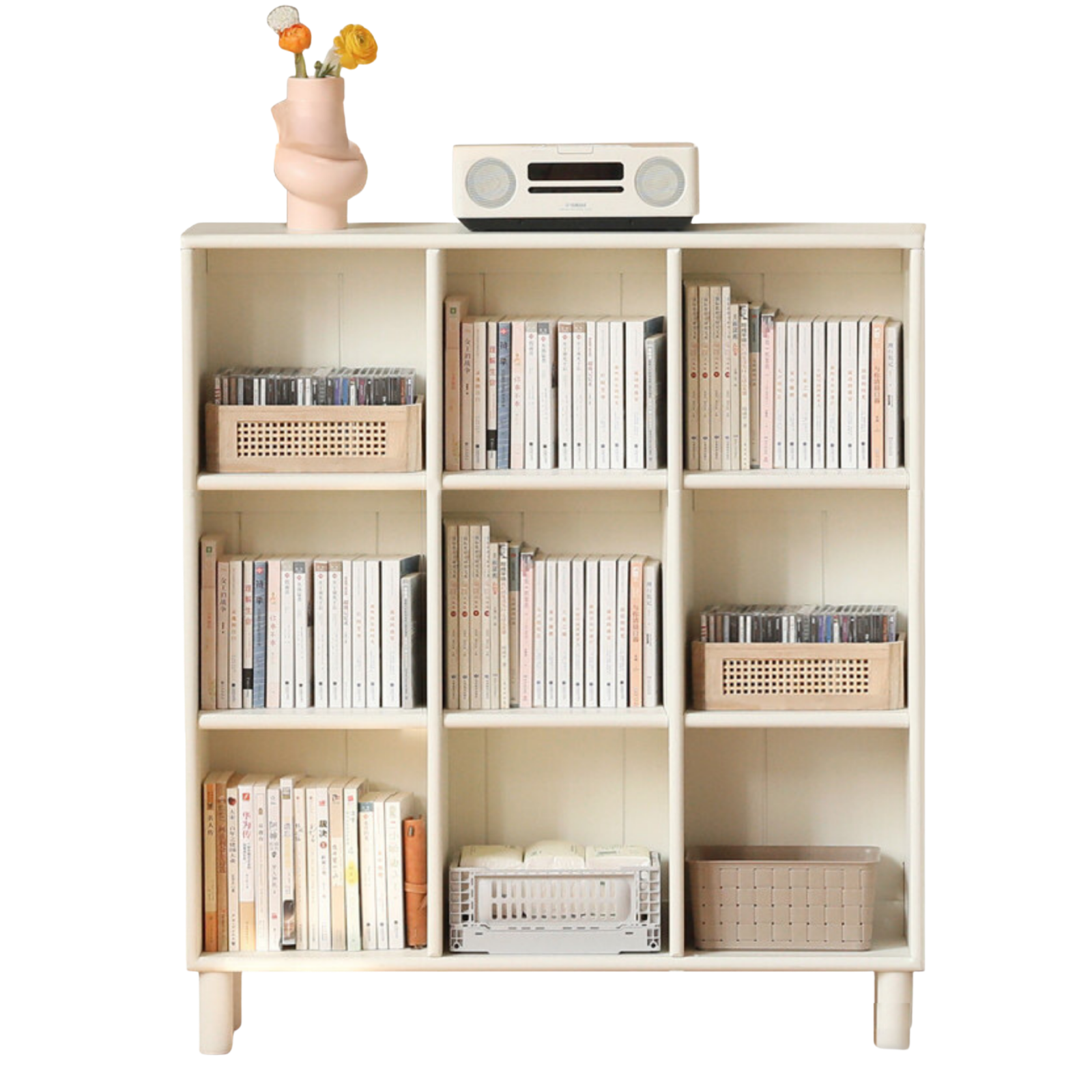 Tulipwood , Solid RubberWood Bookcase Free Combination Cream Style